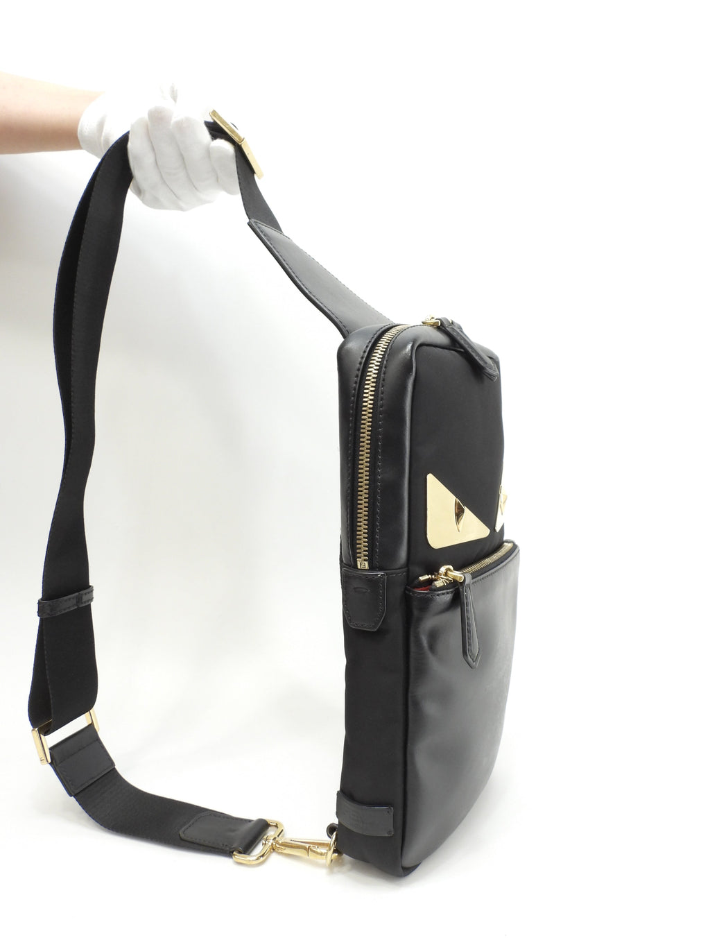 Fendi marsupio Mostro in nylon nero, belt bag, ottime condizioni @ 62