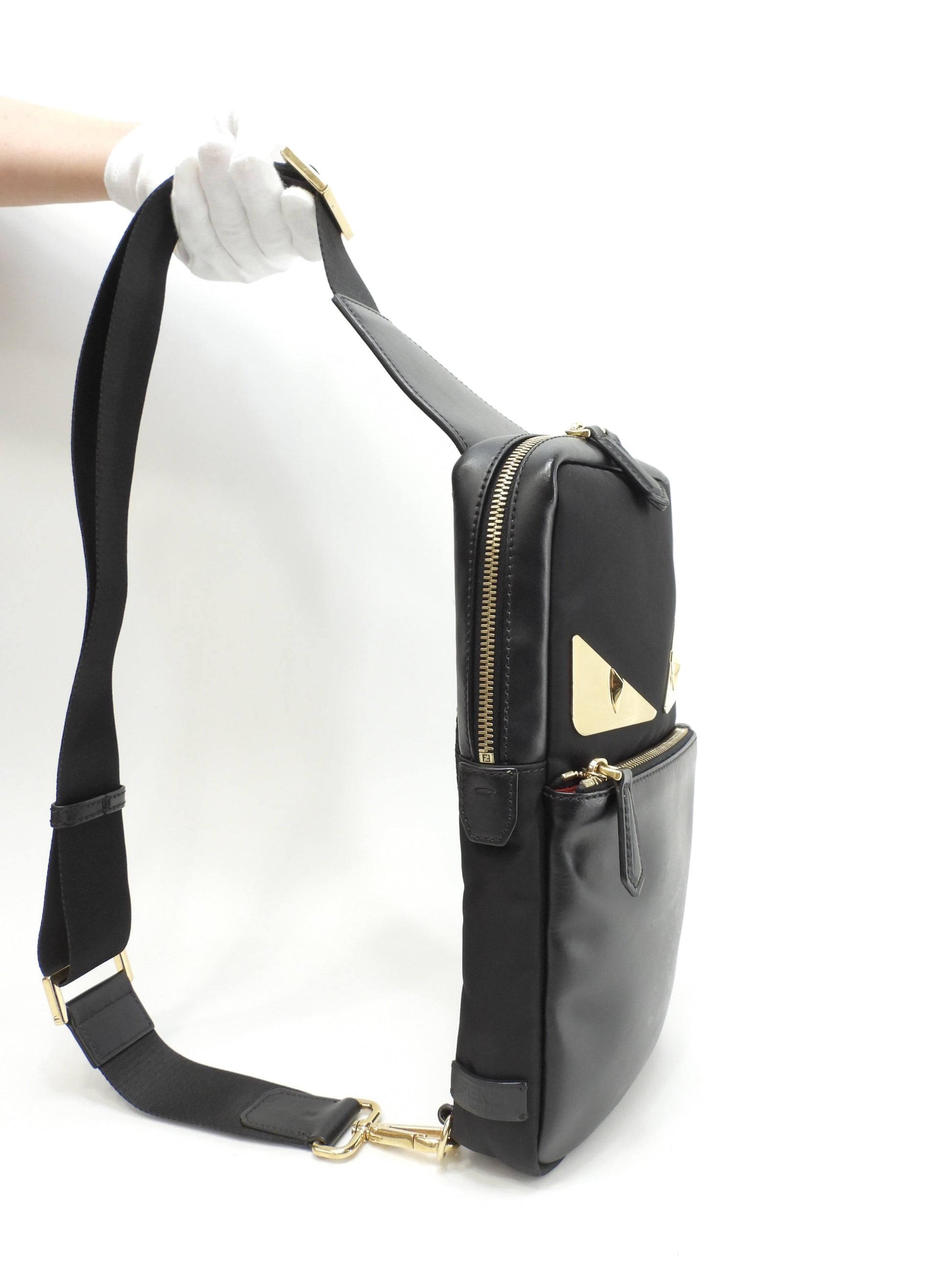Fendi marsupio Mostro in nylon nero, belt bag, ottime condizioni @ 62