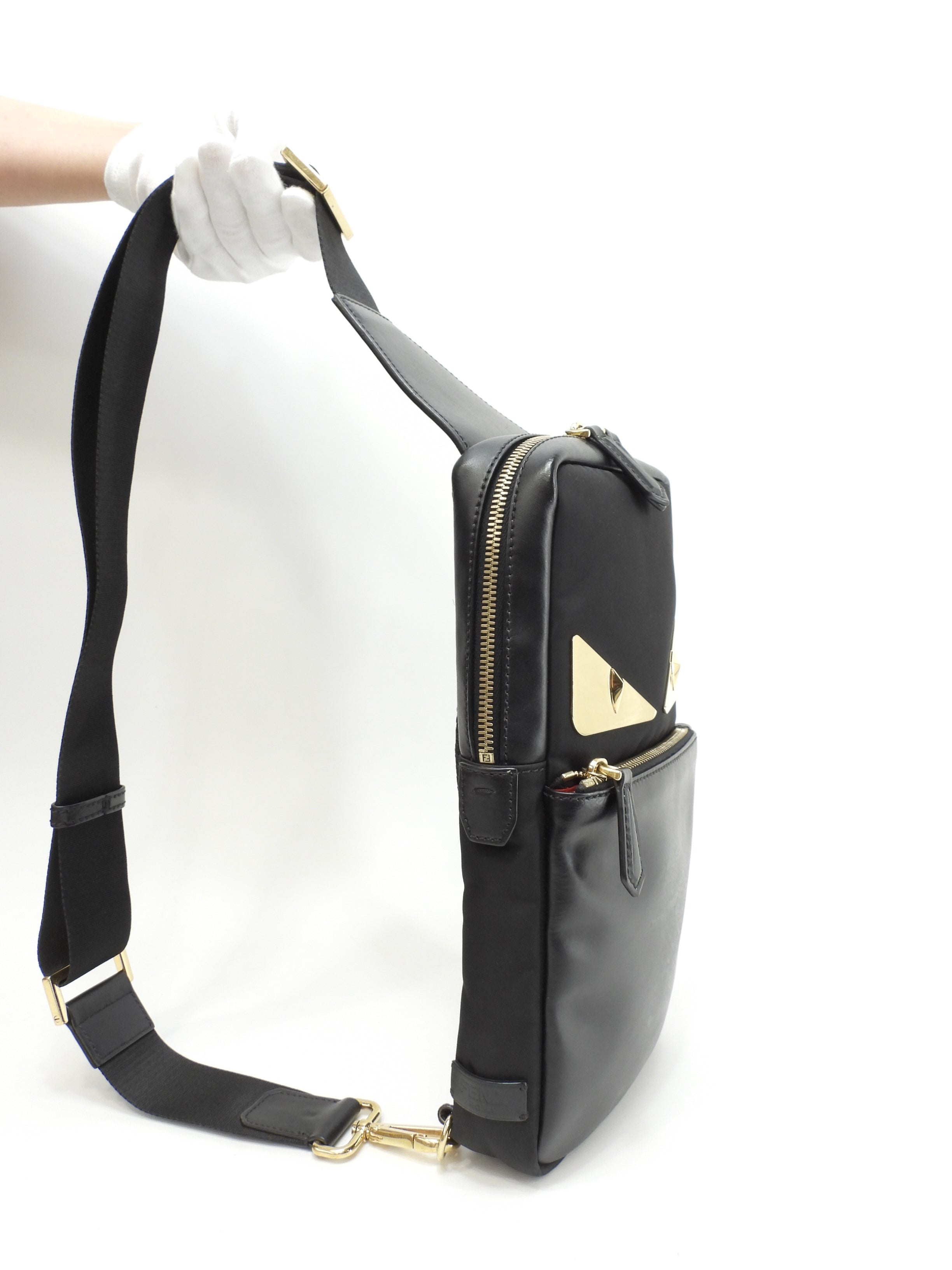 Fendi marsupio Mostro in nylon nero, belt bag, ottime condizioni @ 62