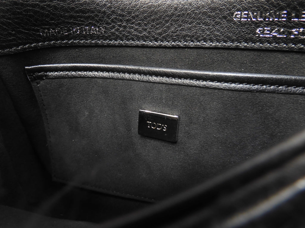 Tod's pochette Double T in pelle di alpaca nera, borsa a tracolla, mai usata @TP35