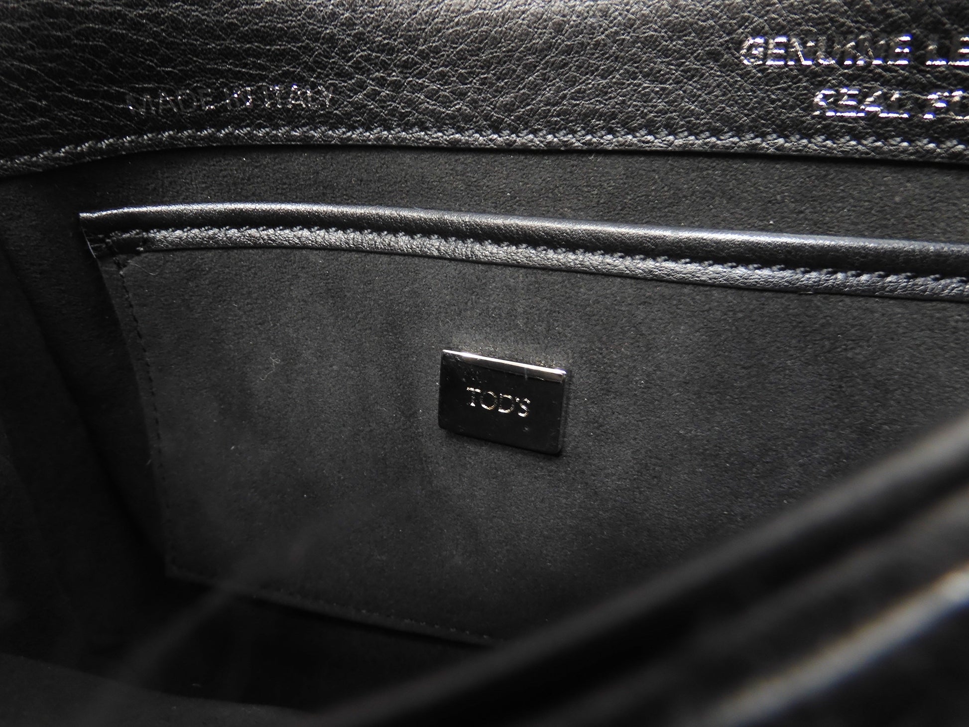 Tod's pochette Double T in pelle di alpaca nera, borsa a tracolla, mai usata @TP35