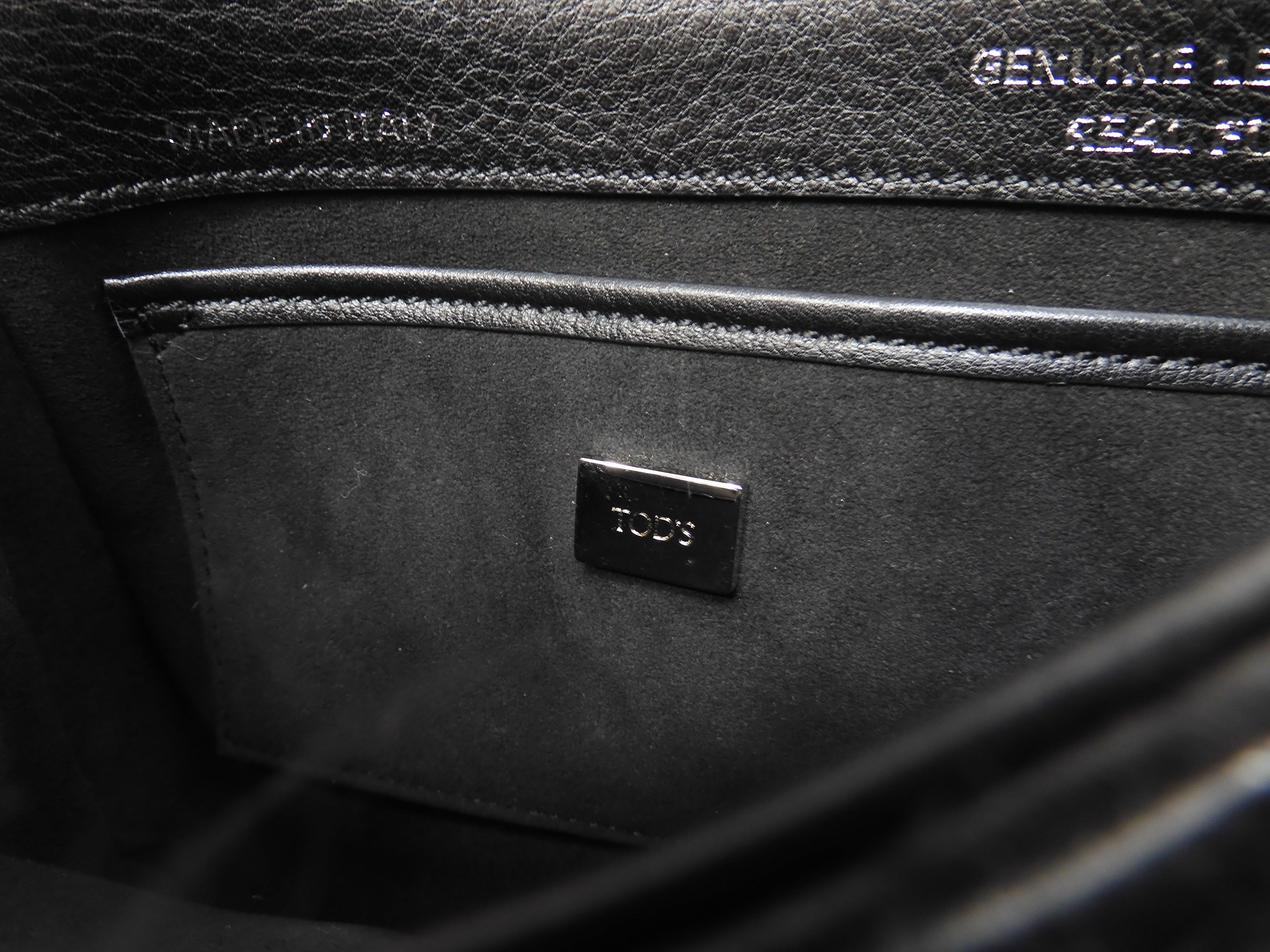 Tod's pochette Double T in pelle di alpaca nera, borsa a tracolla, mai usata @TP35
