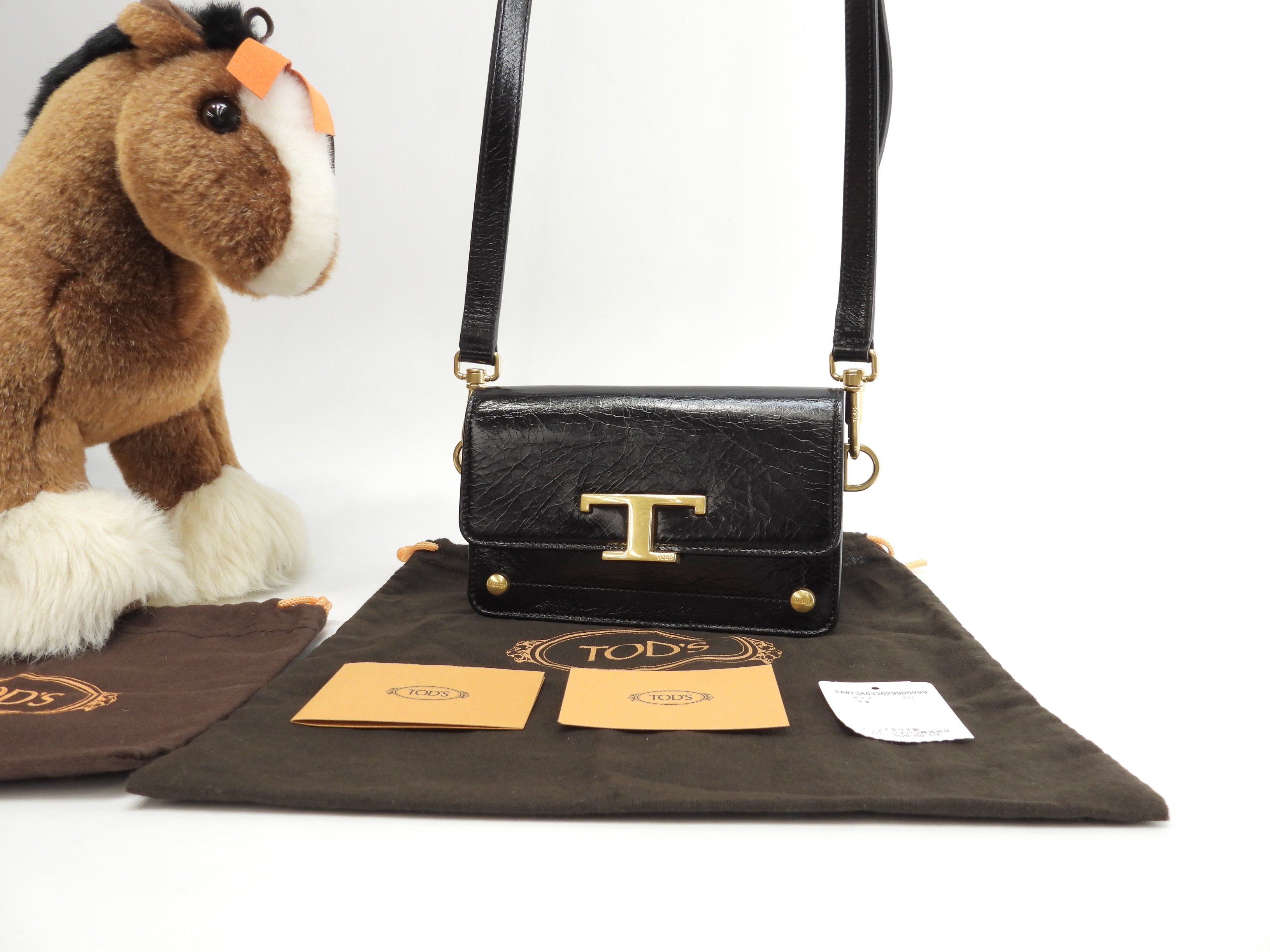 Tod's mini pochette T Timeless in pelle nera borsa a tracolla @T146