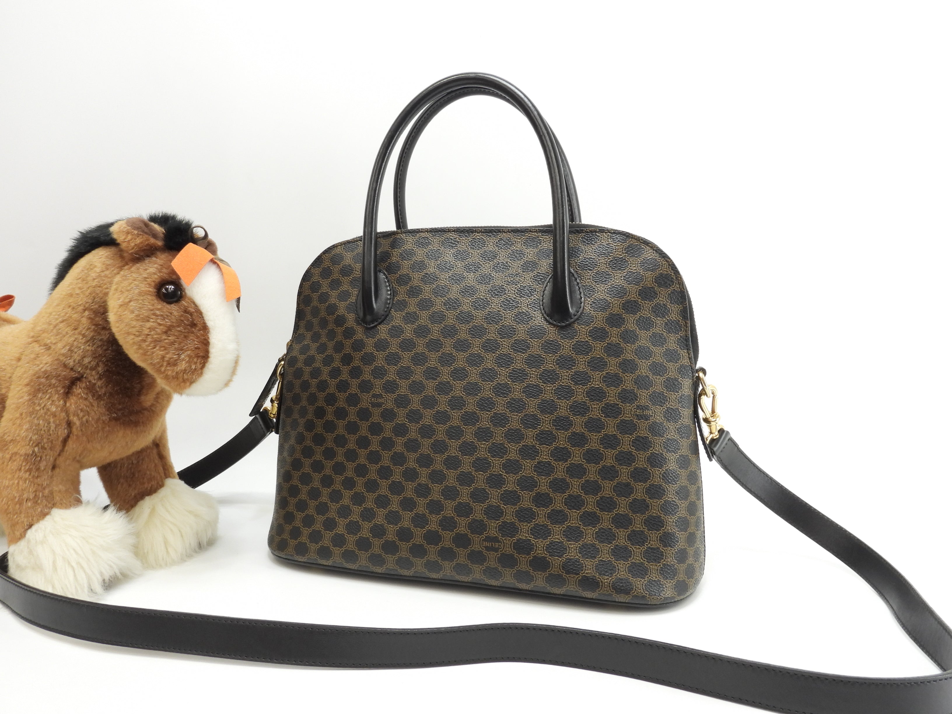 Celine borsa a mano con iniziali s, Macadam Triomphe nera, tipo Bolide mini tote, ottime condizioni @M96* 2