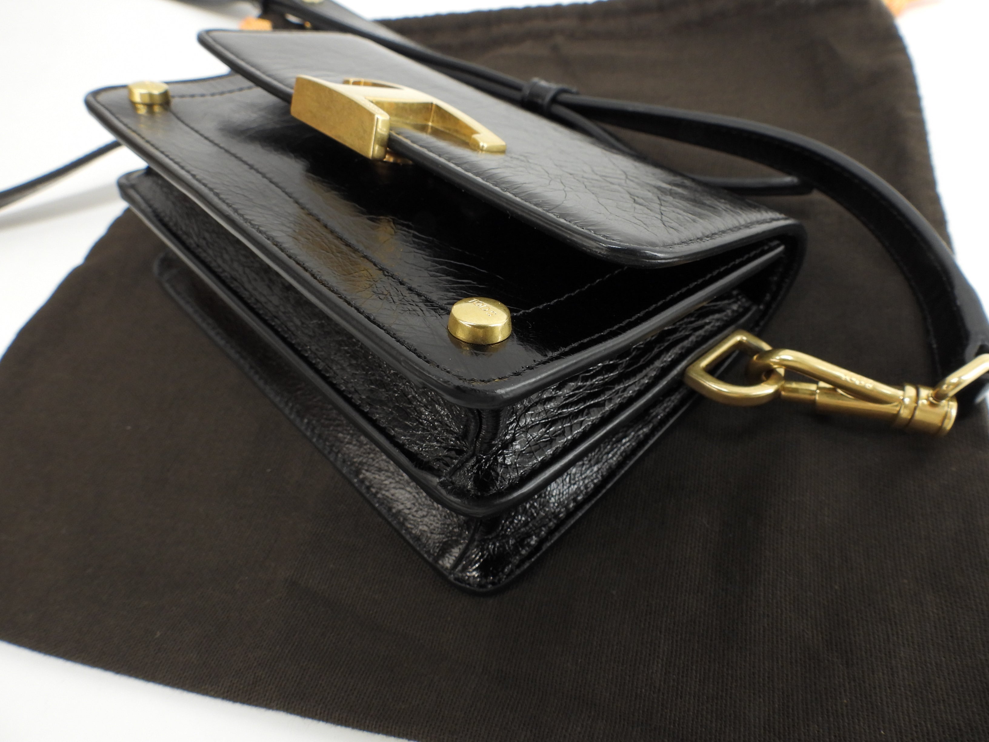 Tod's mini pochette T Timeless in pelle nera borsa a tracolla @T146