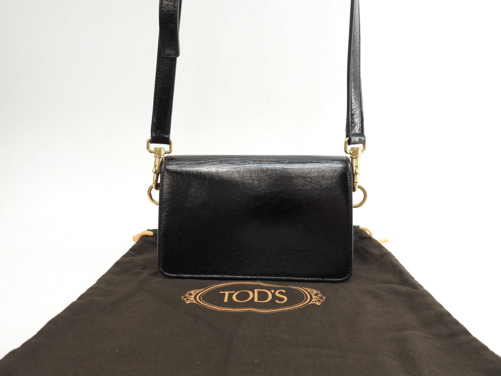 Tod's mini pochette T Timeless in pelle nera borsa a tracolla @T146