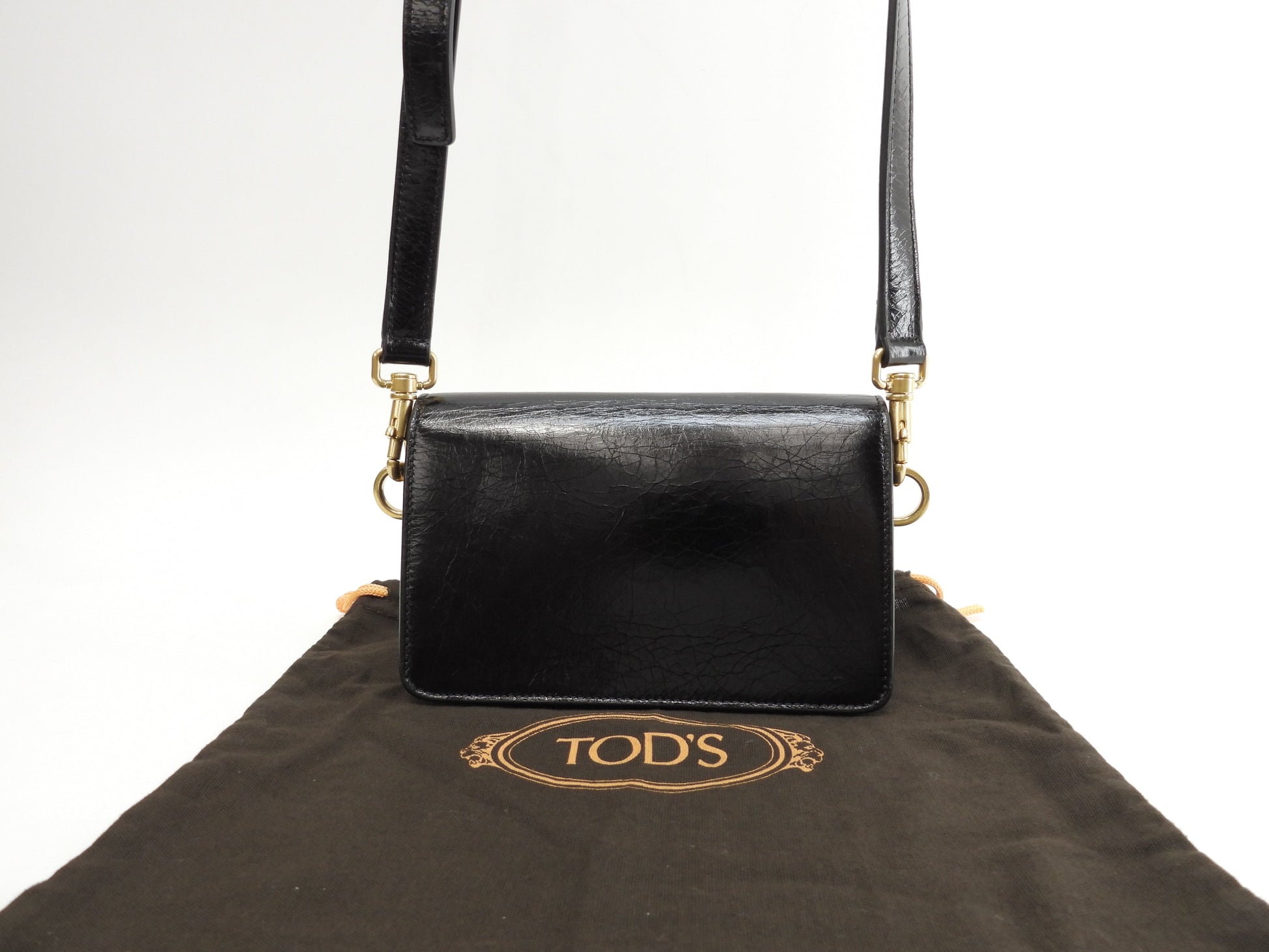 Tod's mini pochette T Timeless in pelle nera borsa a tracolla @T146