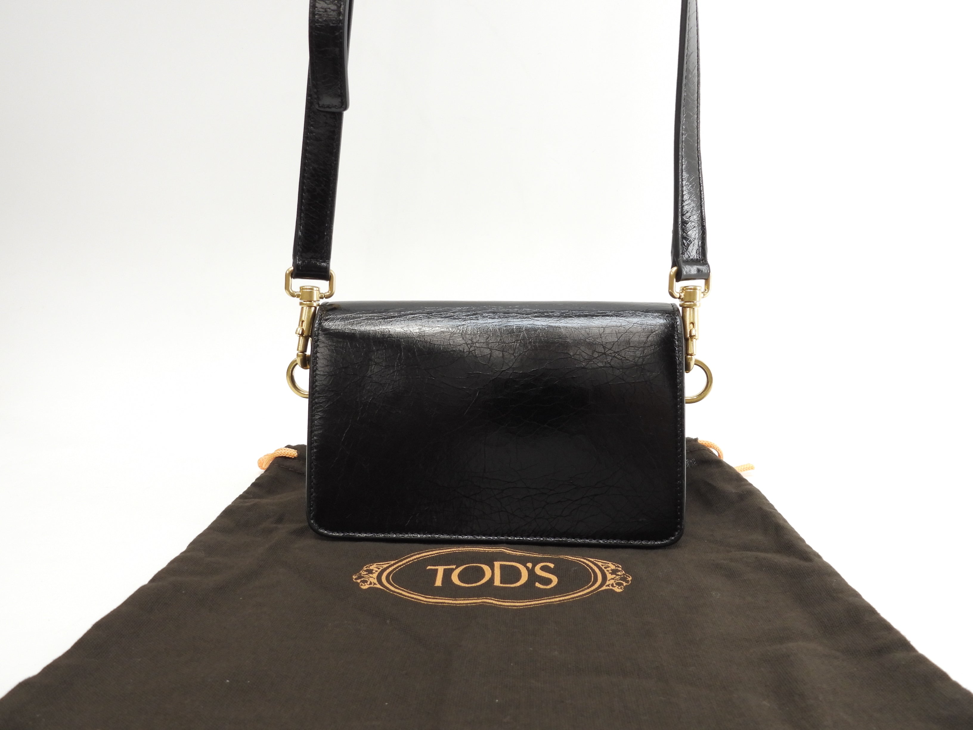 Tod's mini pochette T Timeless in pelle nera borsa a tracolla @T146