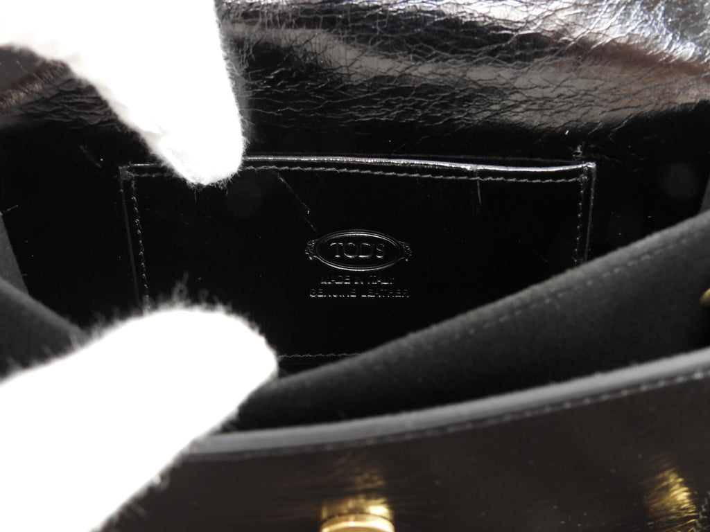 Tod's mini pochette T Timeless in pelle nera borsa a tracolla @T146