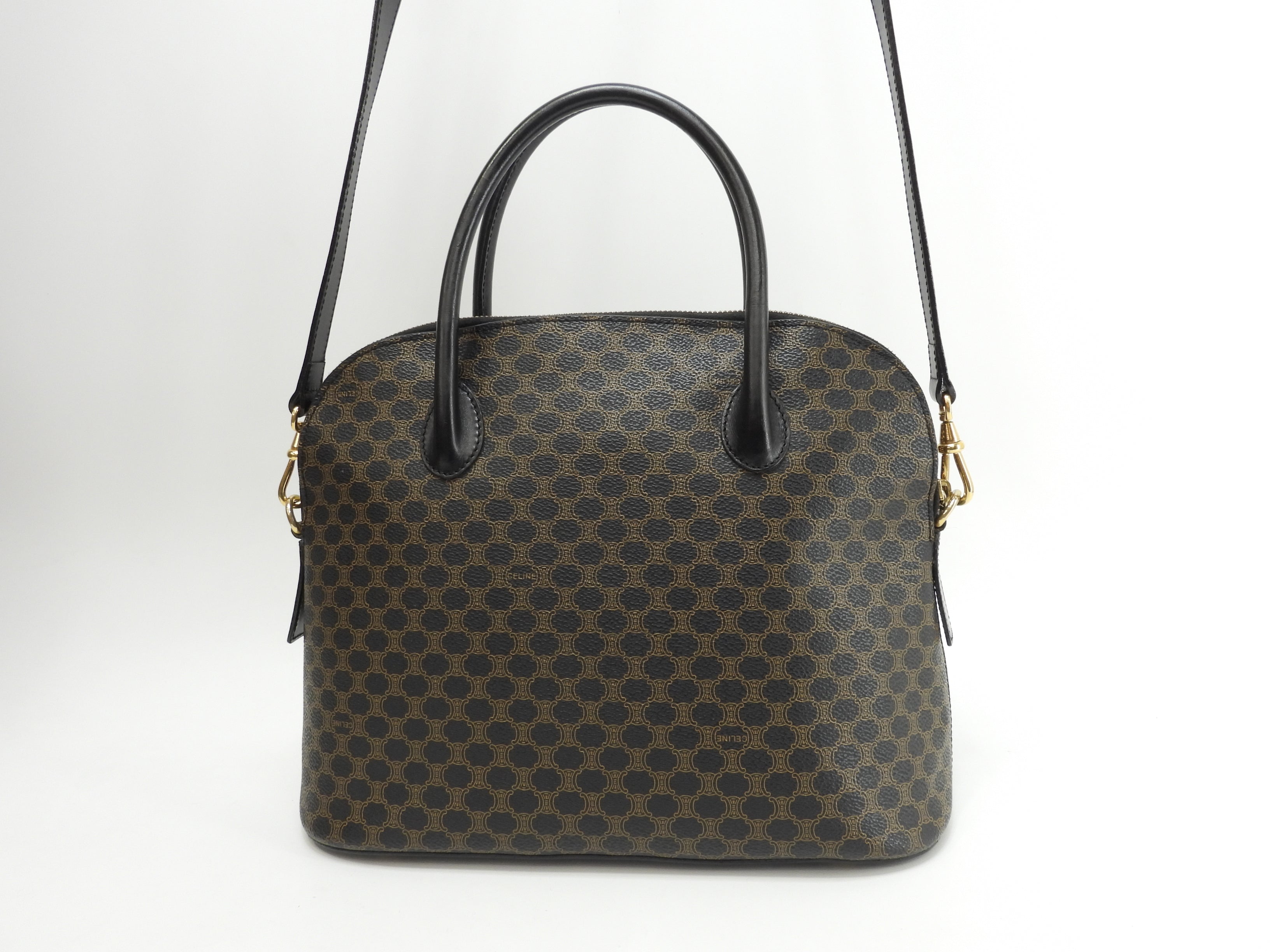 Celine borsa a mano con iniziali s, Macadam Triomphe nera, tipo Bolide mini tote, ottime condizioni @M96* 2