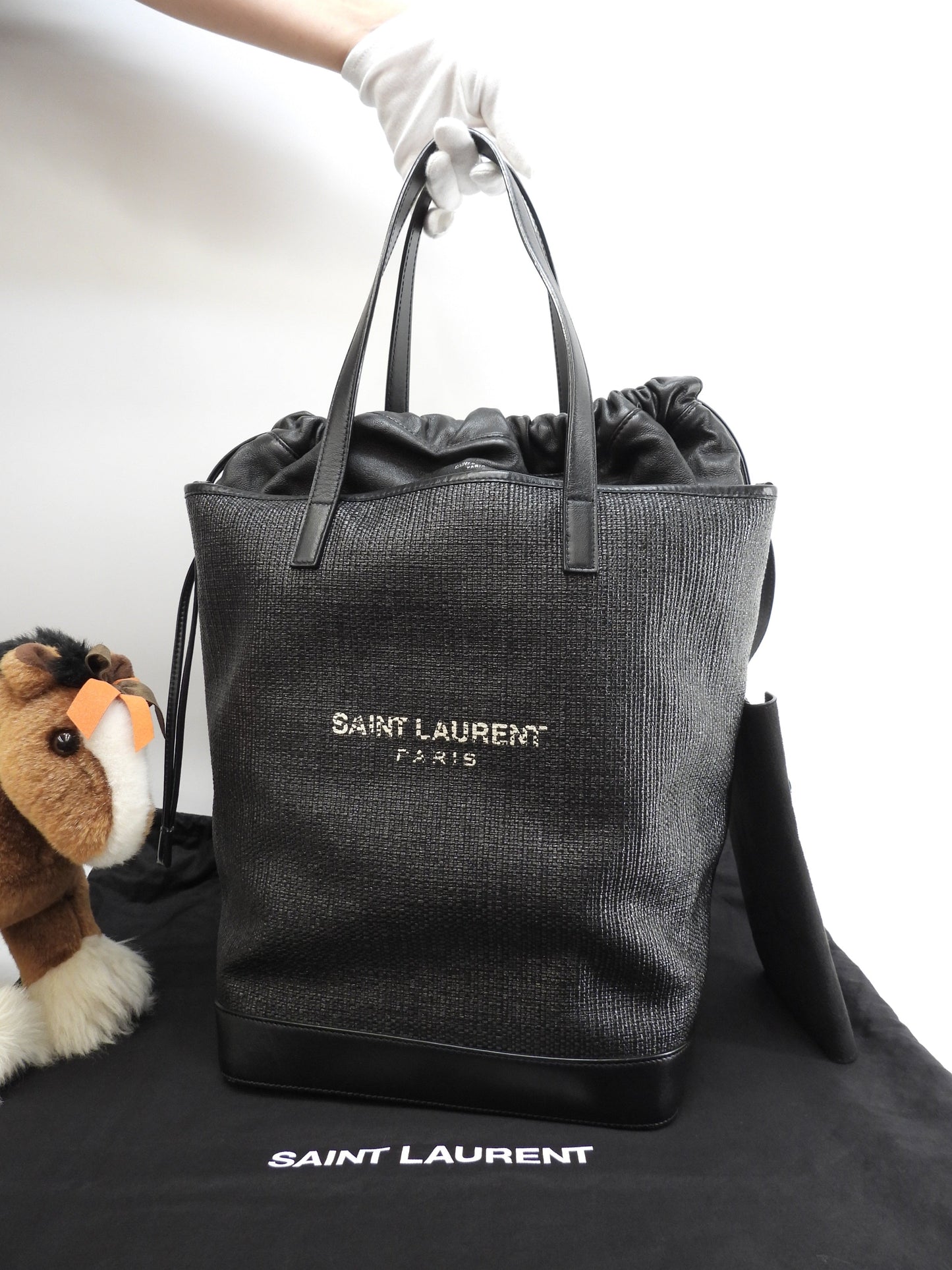 Saint Laurent Borsa Tote Teddy YSL Nera con Pochette Interna a Sacchetto Tracolla @ 2
