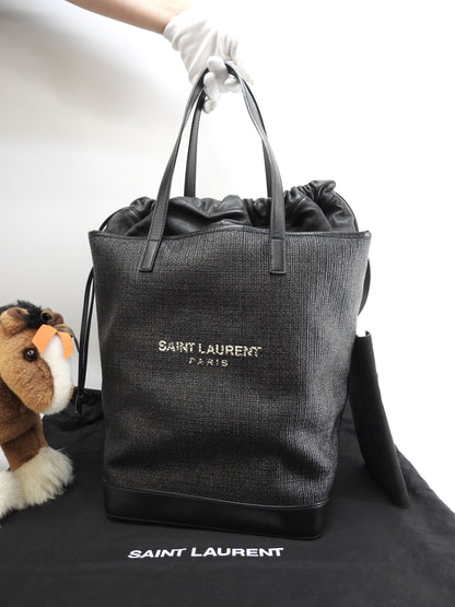 Saint Laurent Borsa Tote Teddy YSL Nera con Pochette Interna a Sacchetto Tracolla @ 2