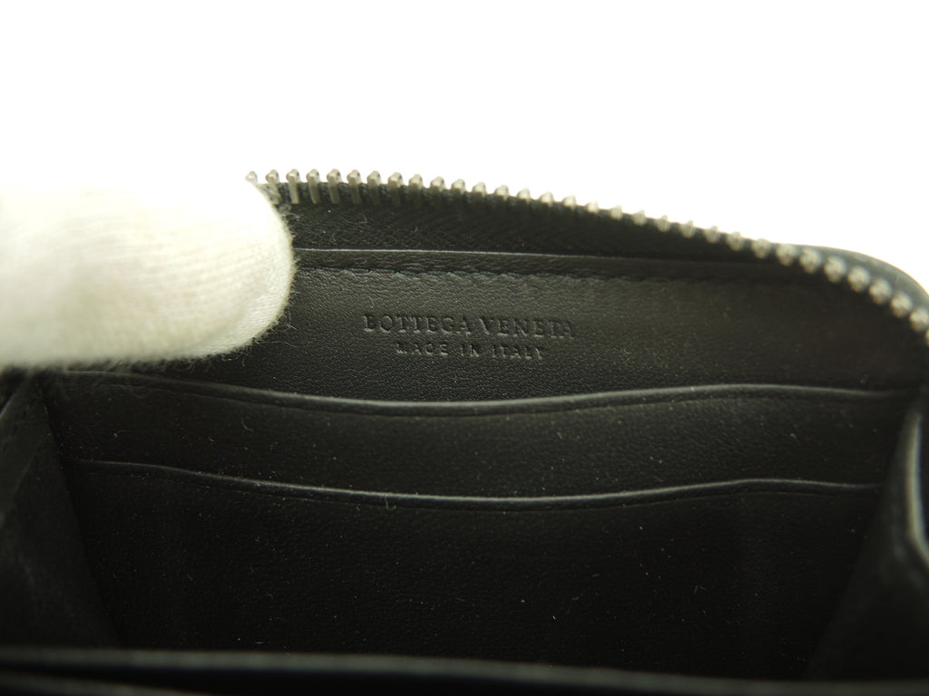 Bottega Veneta Portamonete zip around in pelle nera Intrecciato Ottime condizioni @S02035190N