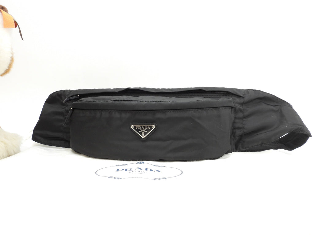 Prada borsa a tracolla Tessuto nera, tracolla/marsupio in ottime condizioni @84 3