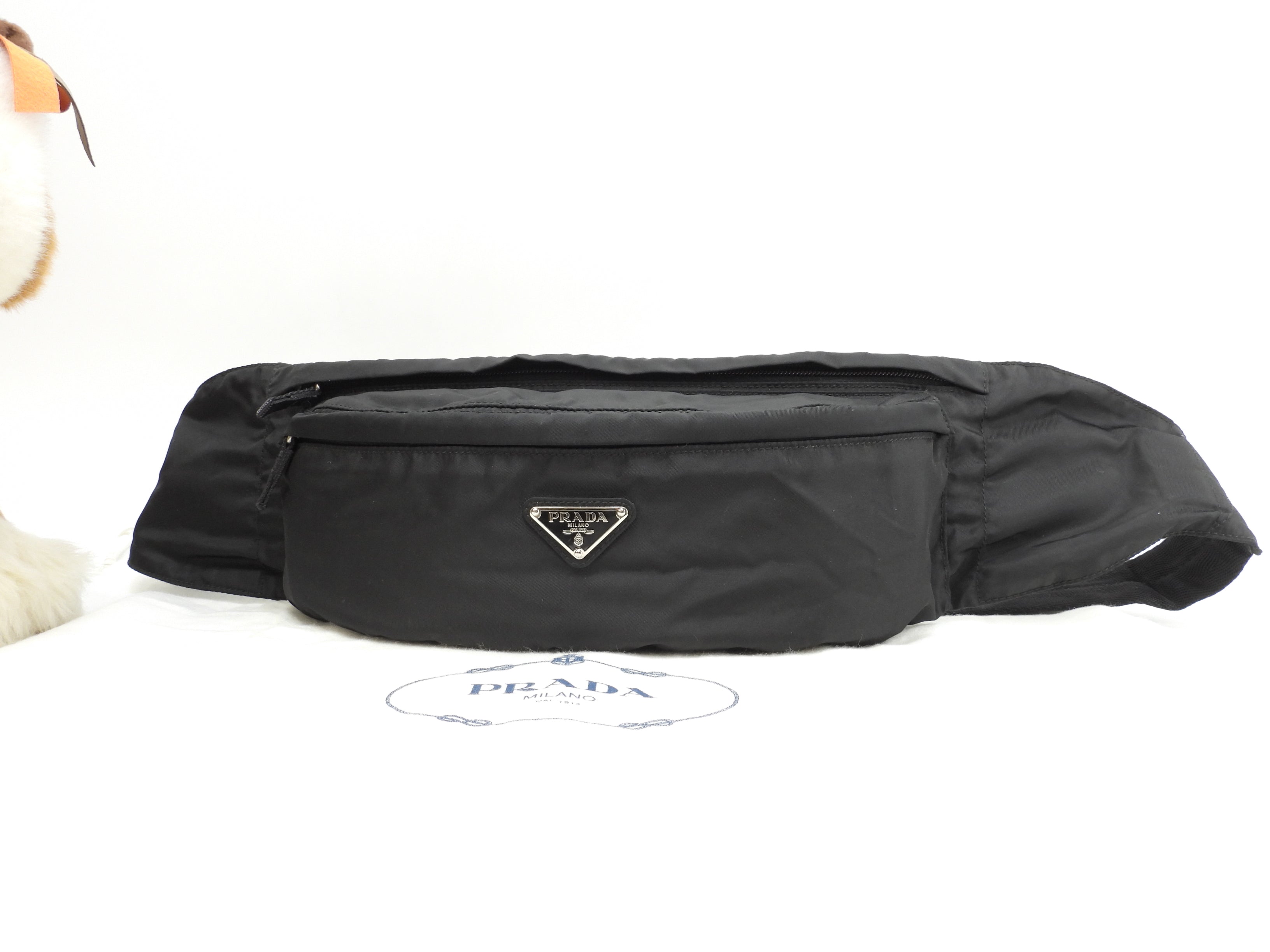 Prada borsa a tracolla Tessuto nera, tracolla/marsupio in ottime condizioni @84 3