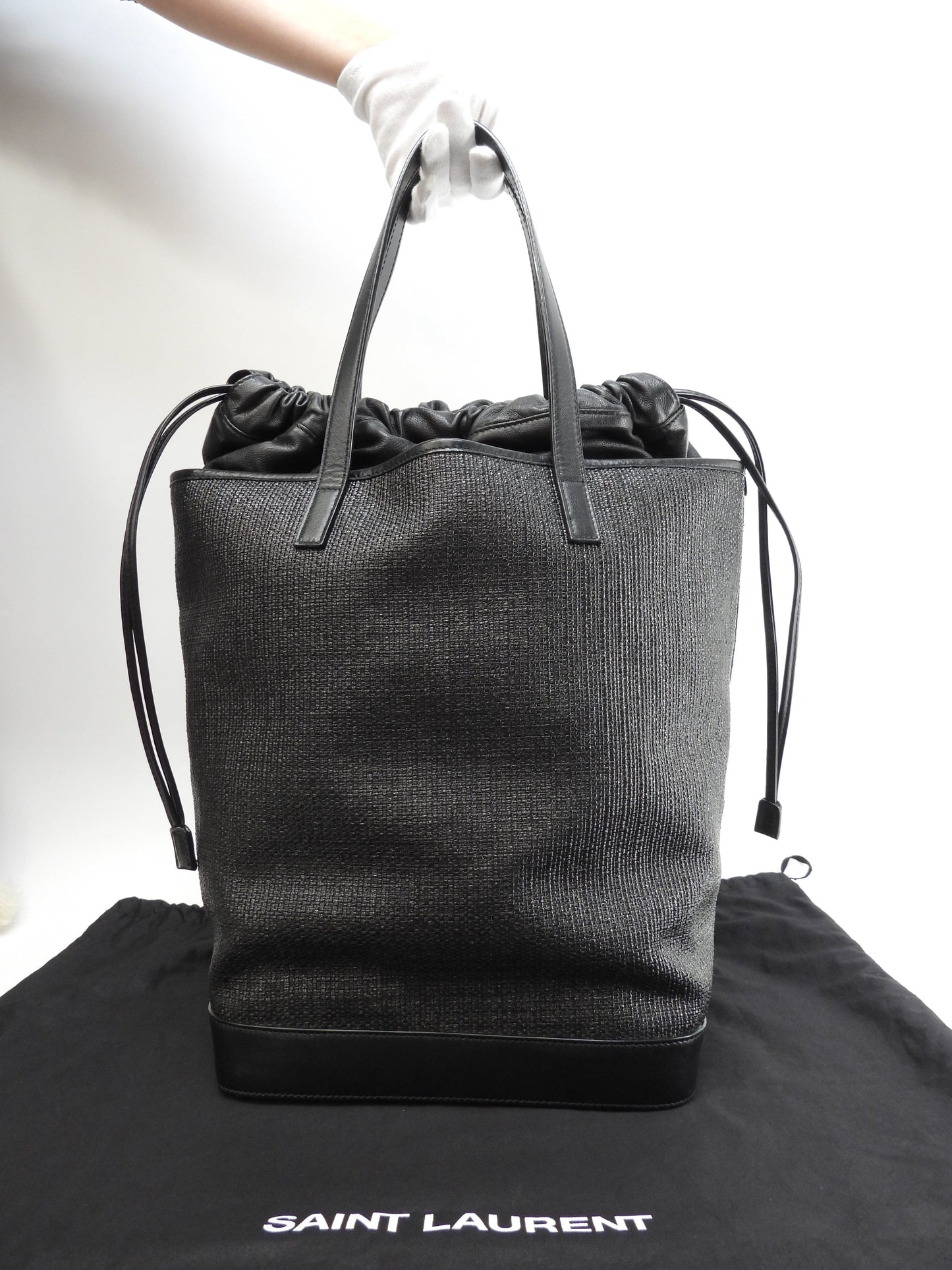 Saint Laurent Borsa Tote Teddy YSL Nera con Pochette Interna a Sacchetto Tracolla @ 2