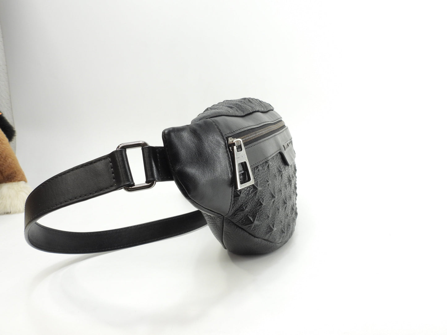 Jimmy Choo DERRY borsa a marsupio in pelle nera goffrata a stelle, ottime condizioni @THRGV9