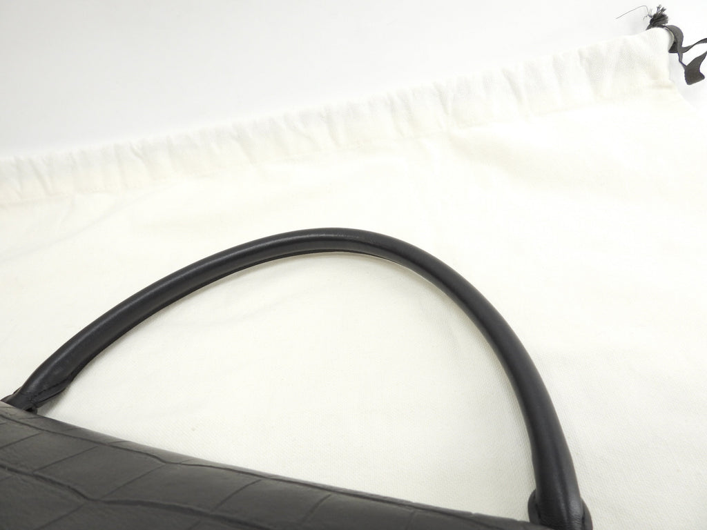 Celine Trapeze GM pelle stampata coccodrillo nera borsa a mano tote bag hobo bag come nuova @F-TB-0162