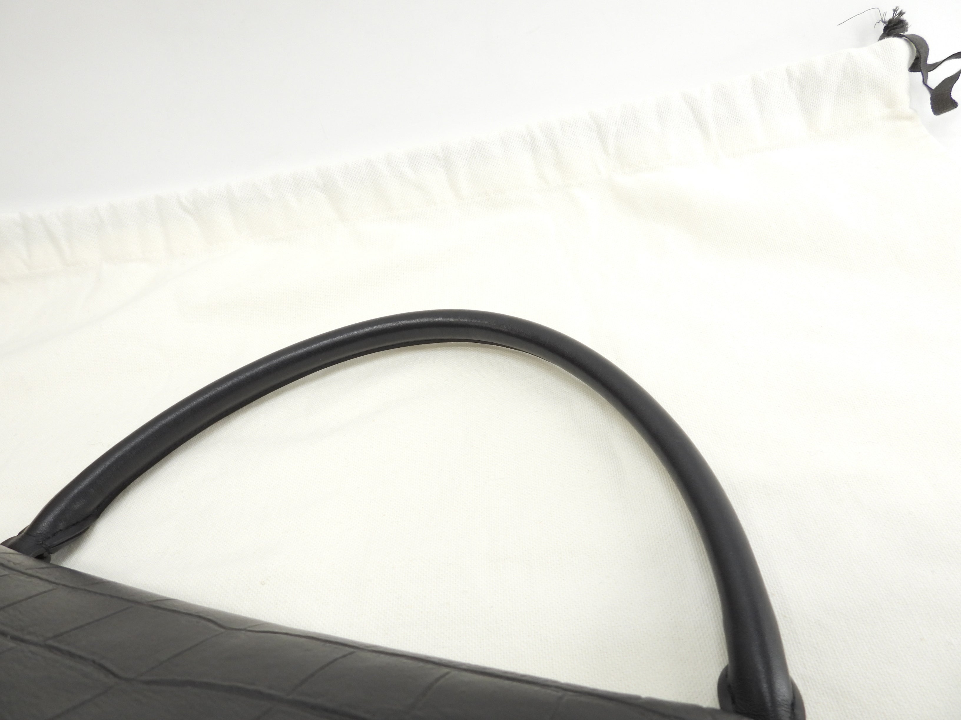 Celine Trapeze GM pelle stampata coccodrillo nera borsa a mano tote bag hobo bag come nuova @F-TB-0162