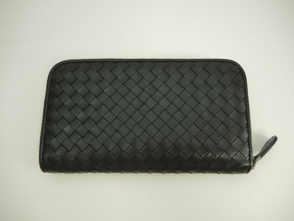 Bottega Veneta Portafoglio lungo Intrecciato Pelle nera Cerniera perimetrale@P00545060F