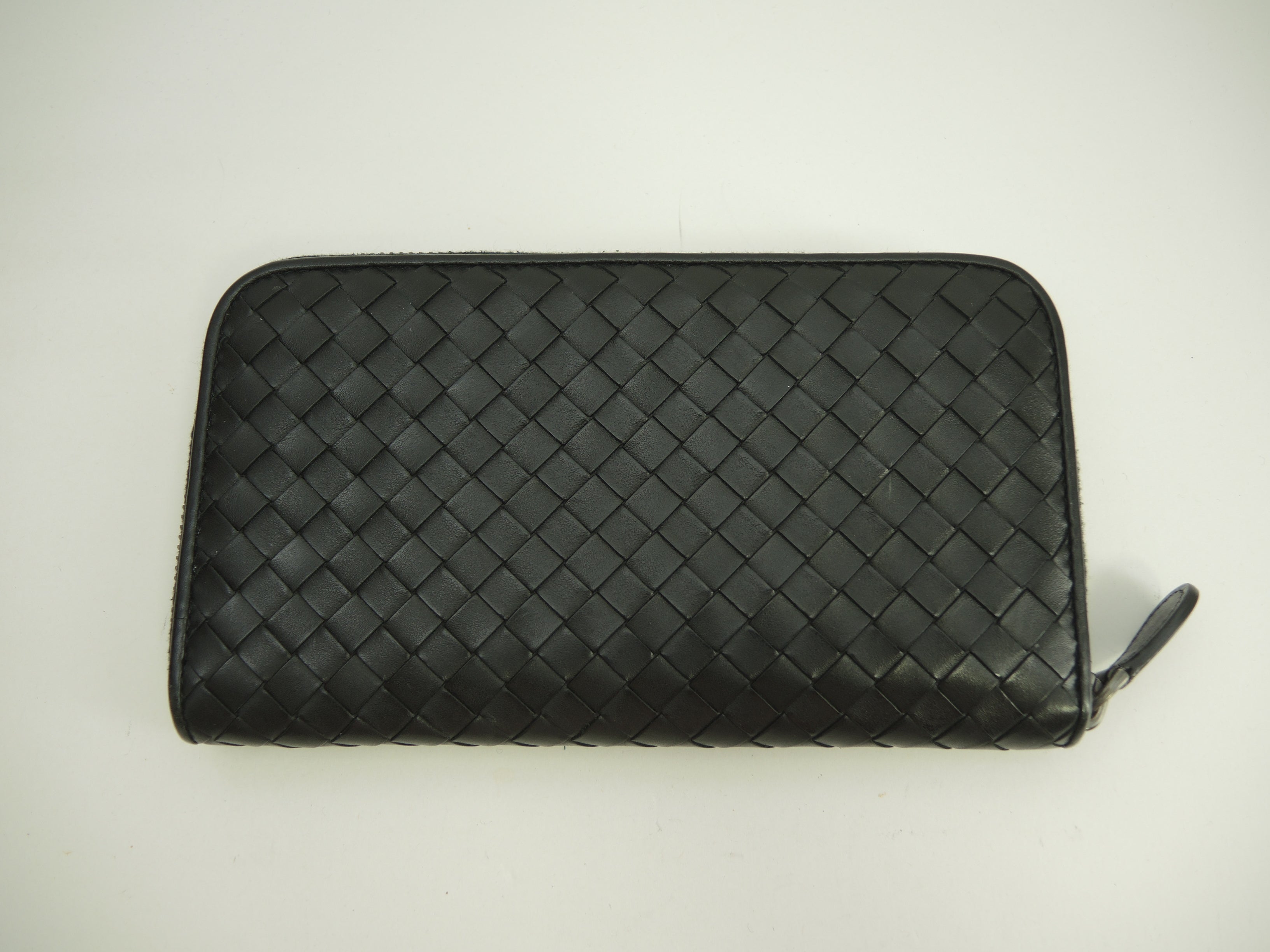 Bottega Veneta Portafoglio lungo Intrecciato Pelle nera Cerniera perimetrale@P00545060F