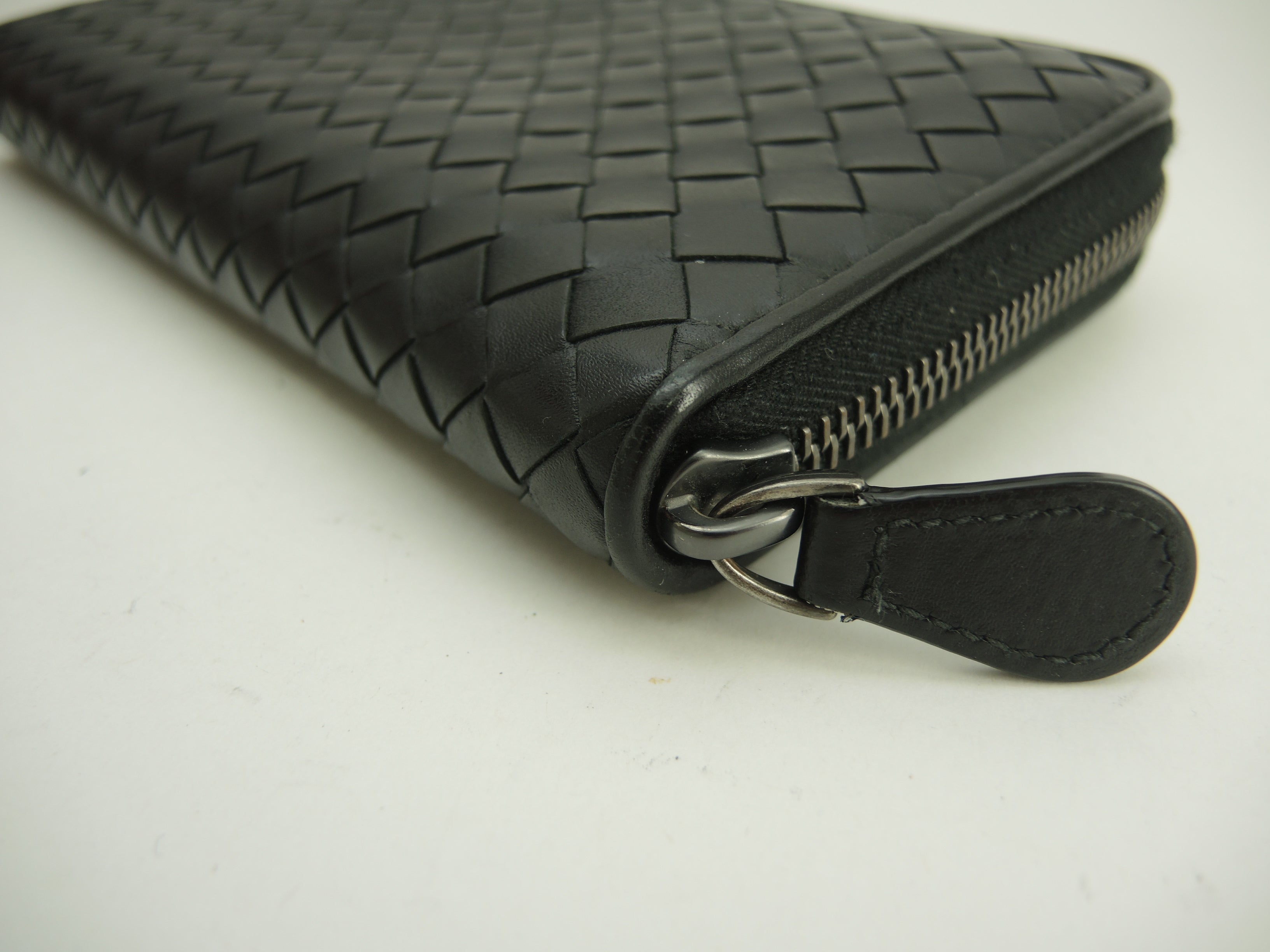 Bottega Veneta Portafoglio lungo Intrecciato Pelle nera Cerniera perimetrale@P00545060F