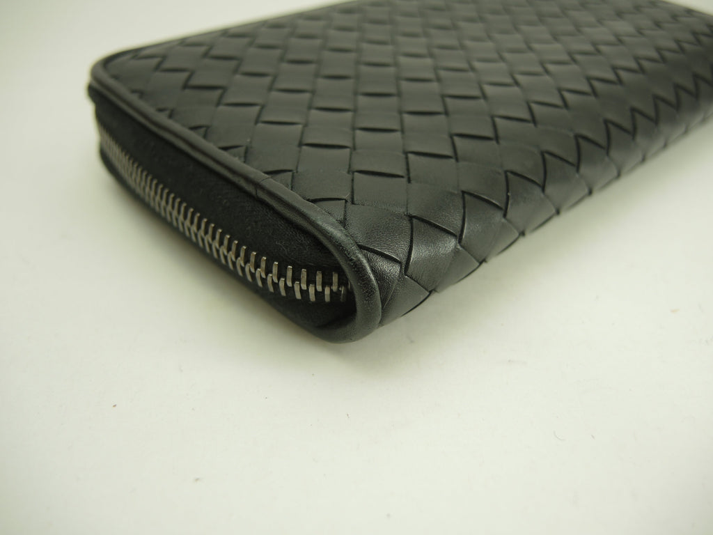 Bottega Veneta Portafoglio lungo Intrecciato Pelle nera Cerniera perimetrale@P00545060F