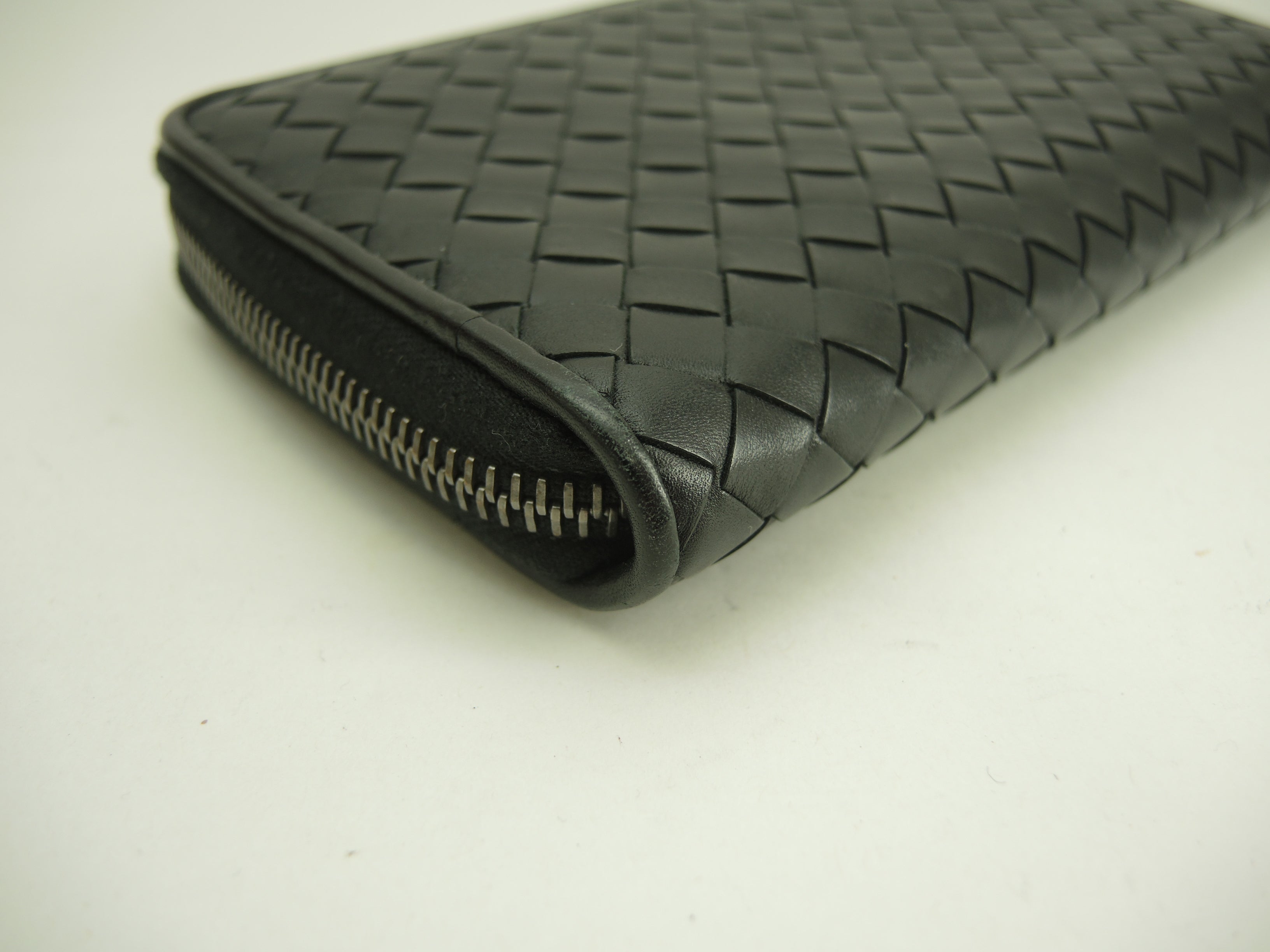 Bottega Veneta Portafoglio lungo Intrecciato Pelle nera Cerniera perimetrale@P00545060F