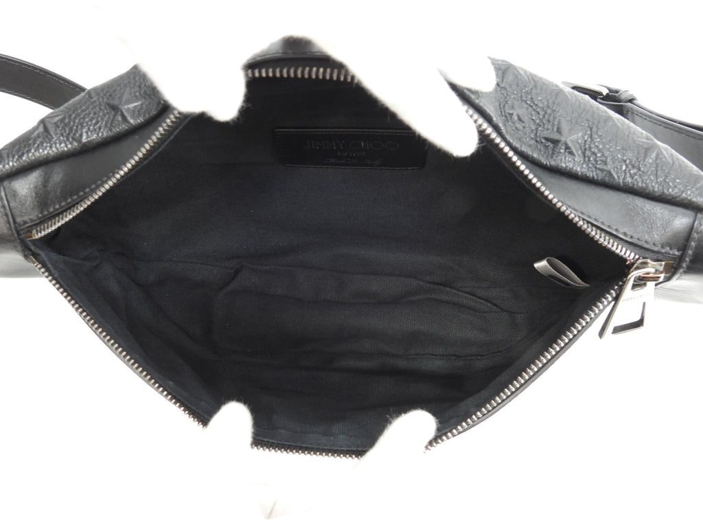 Jimmy Choo DERRY borsa a marsupio in pelle nera goffrata a stelle, ottime condizioni @THRGV9