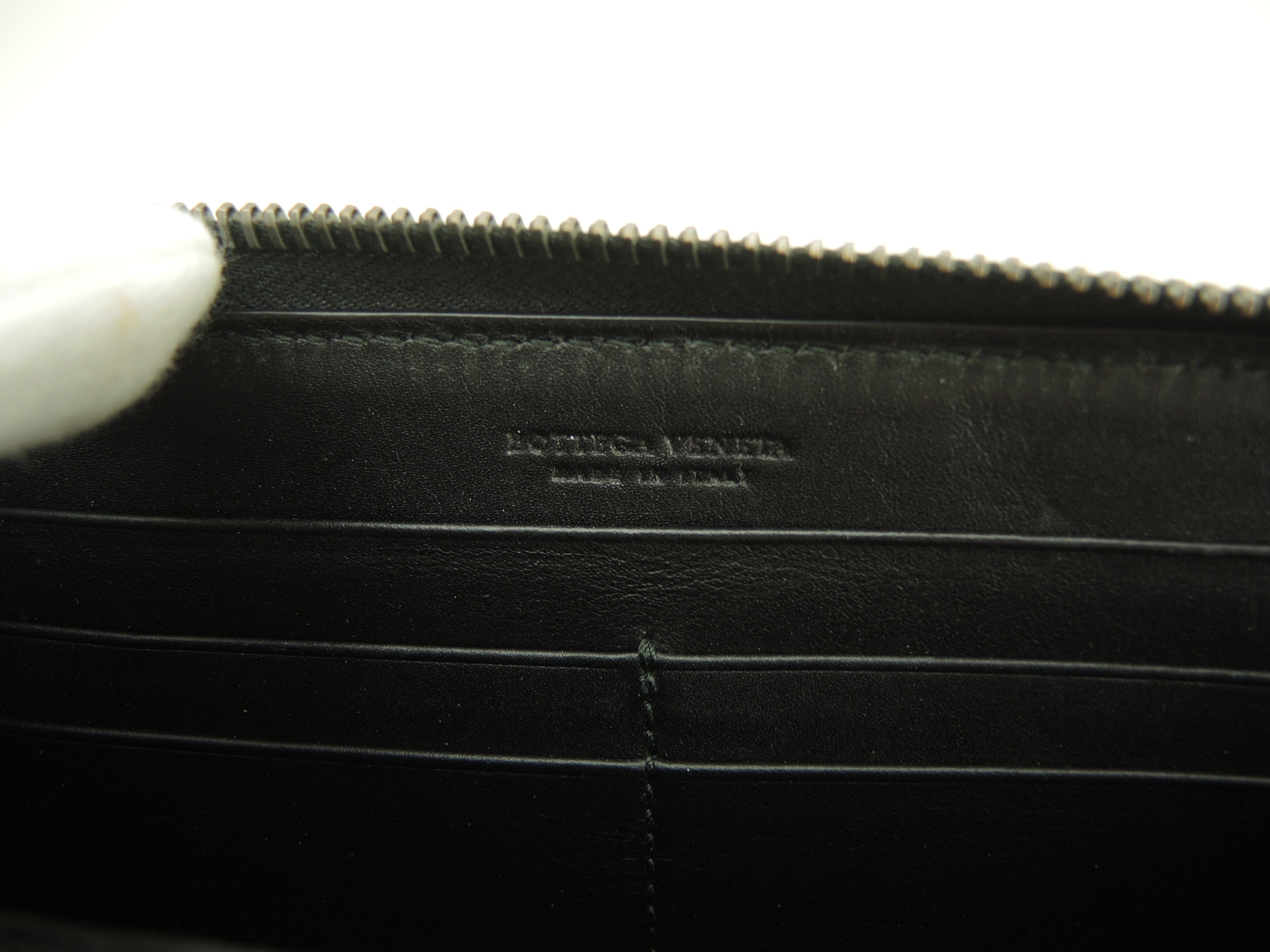 Bottega Veneta Portafoglio lungo Intrecciato Pelle nera Cerniera perimetrale@P00545060F