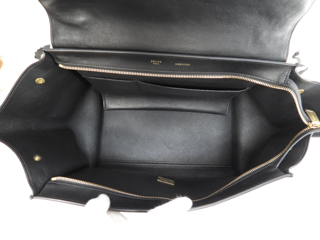 Celine Trapeze GM pelle stampata coccodrillo nera borsa a mano tote bag hobo bag come nuova @F-TB-0162