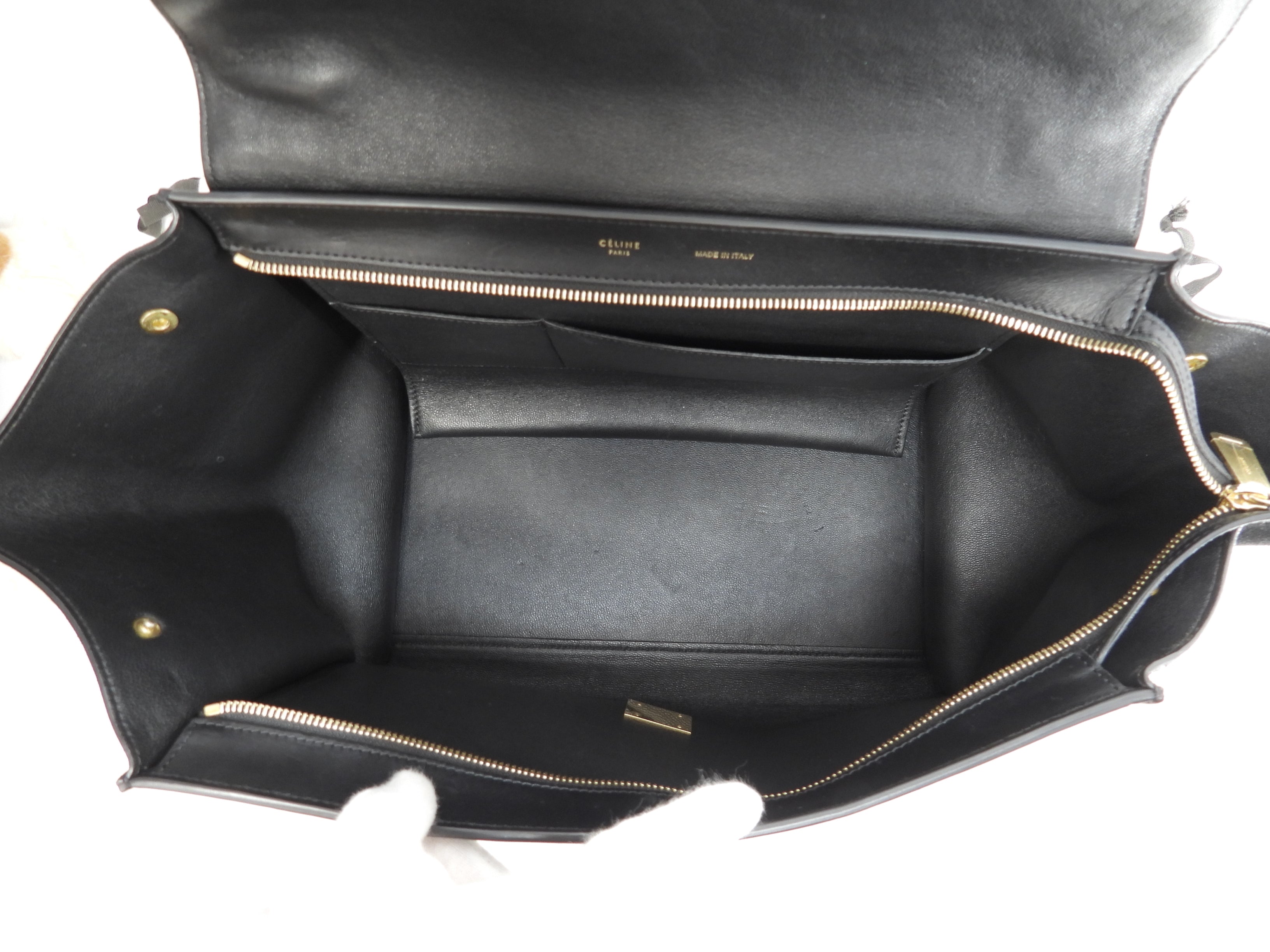 Celine Trapeze GM pelle stampata coccodrillo nera borsa a mano tote bag hobo bag come nuova @F-TB-0162