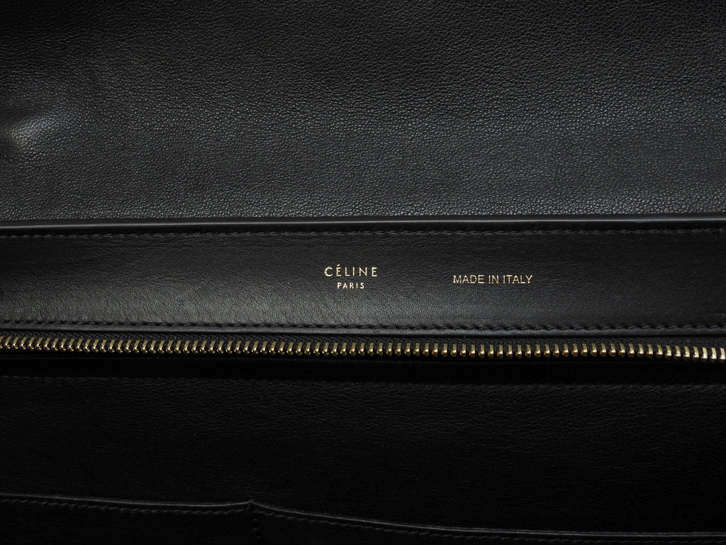 Celine Trapeze GM pelle stampata coccodrillo nera borsa a mano tote bag hobo bag come nuova @F-TB-0162