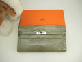 Hermès Kelly Portafoglio Lungo Alligatore Grigio Portafoglio Lungo Hardware Argento@T 2