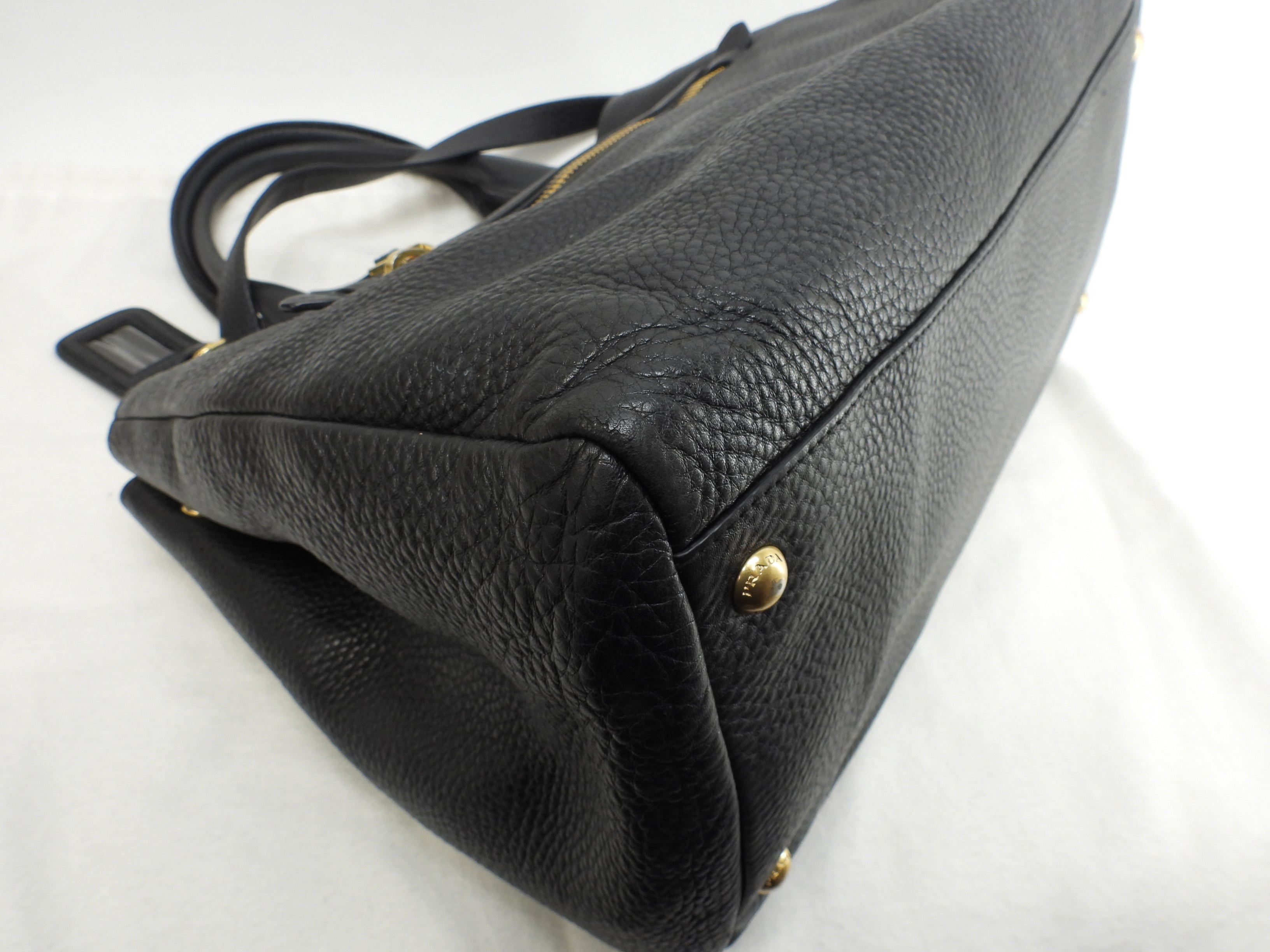 Prada borsa a mano con tracolla, pelle Taurillon nera, borsa tote interna, ottime condizioni @165