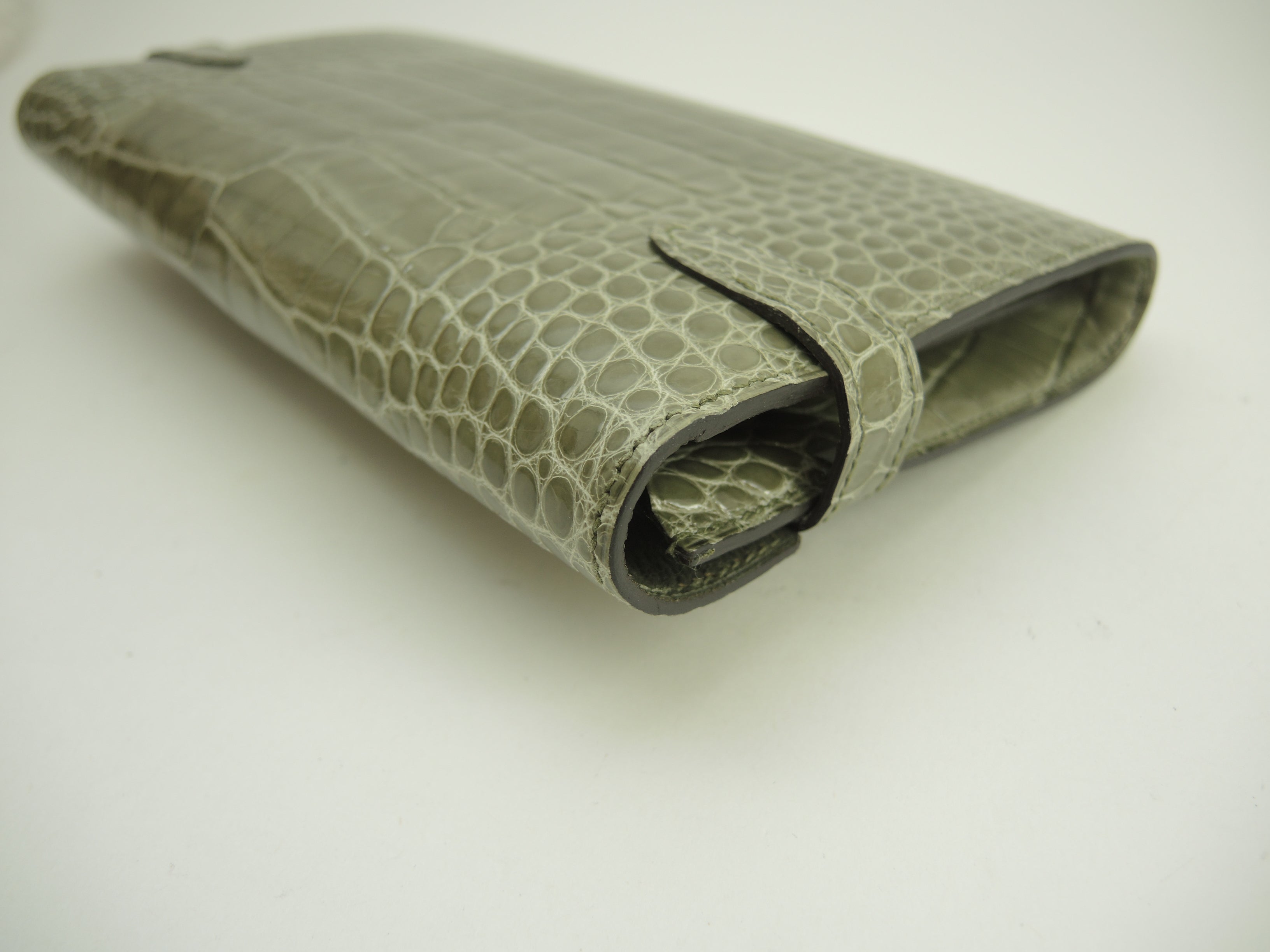 Hermès Kelly Portafoglio Lungo Alligatore Grigio Portafoglio Lungo Hardware Argento@T 2