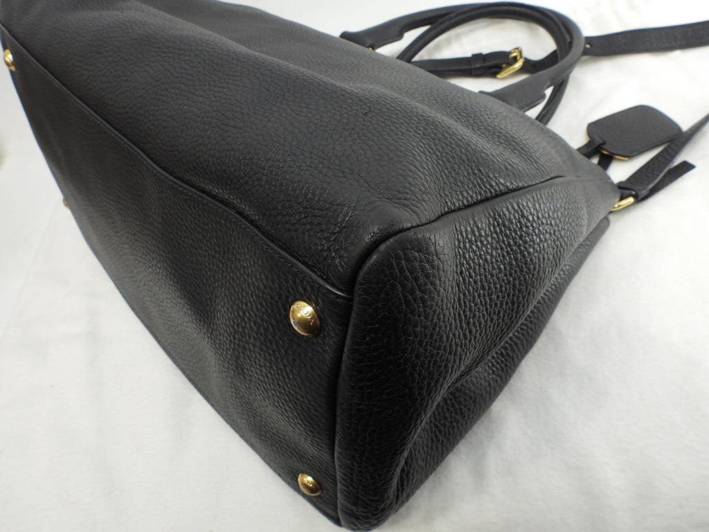 Prada borsa a mano con tracolla, pelle Taurillon nera, borsa tote interna, ottime condizioni @165