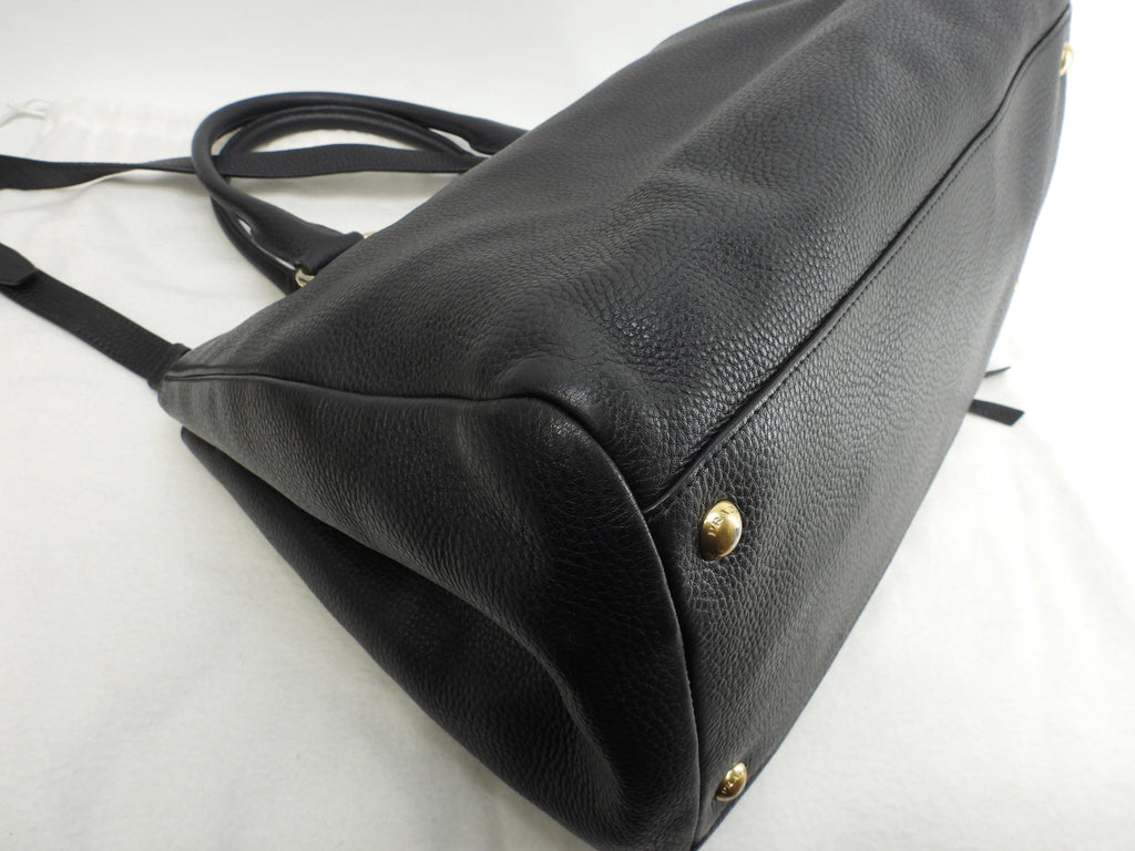 Prada borsa a mano con tracolla, pelle Taurillon nera, borsa tote interna, ottime condizioni @165