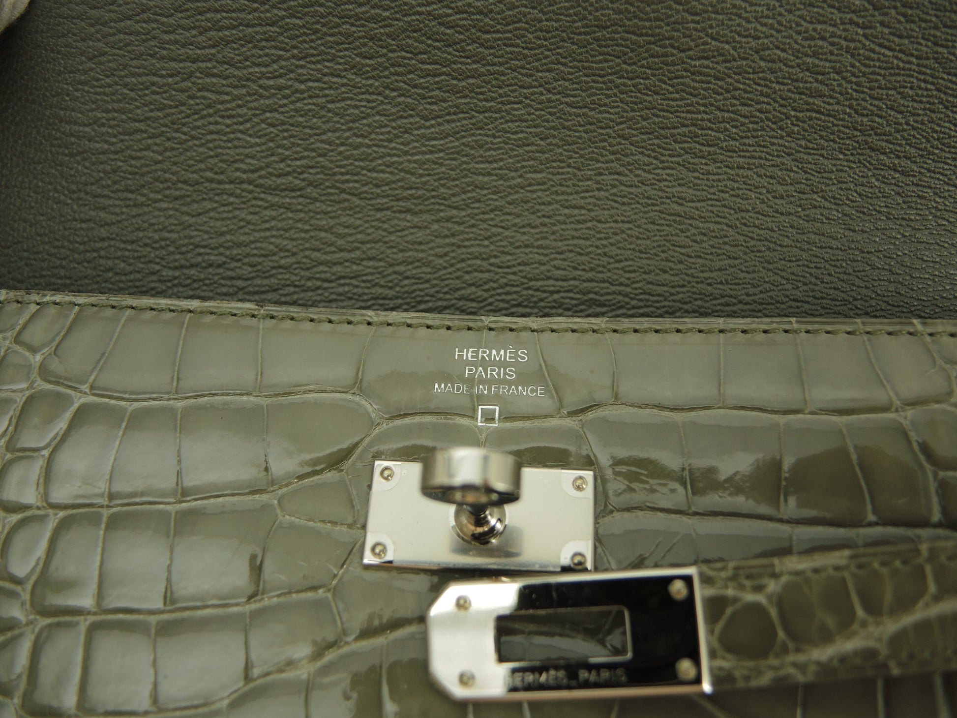 Hermès Kelly Portafoglio Lungo Alligatore Grigio Portafoglio Lungo Hardware Argento@T 2