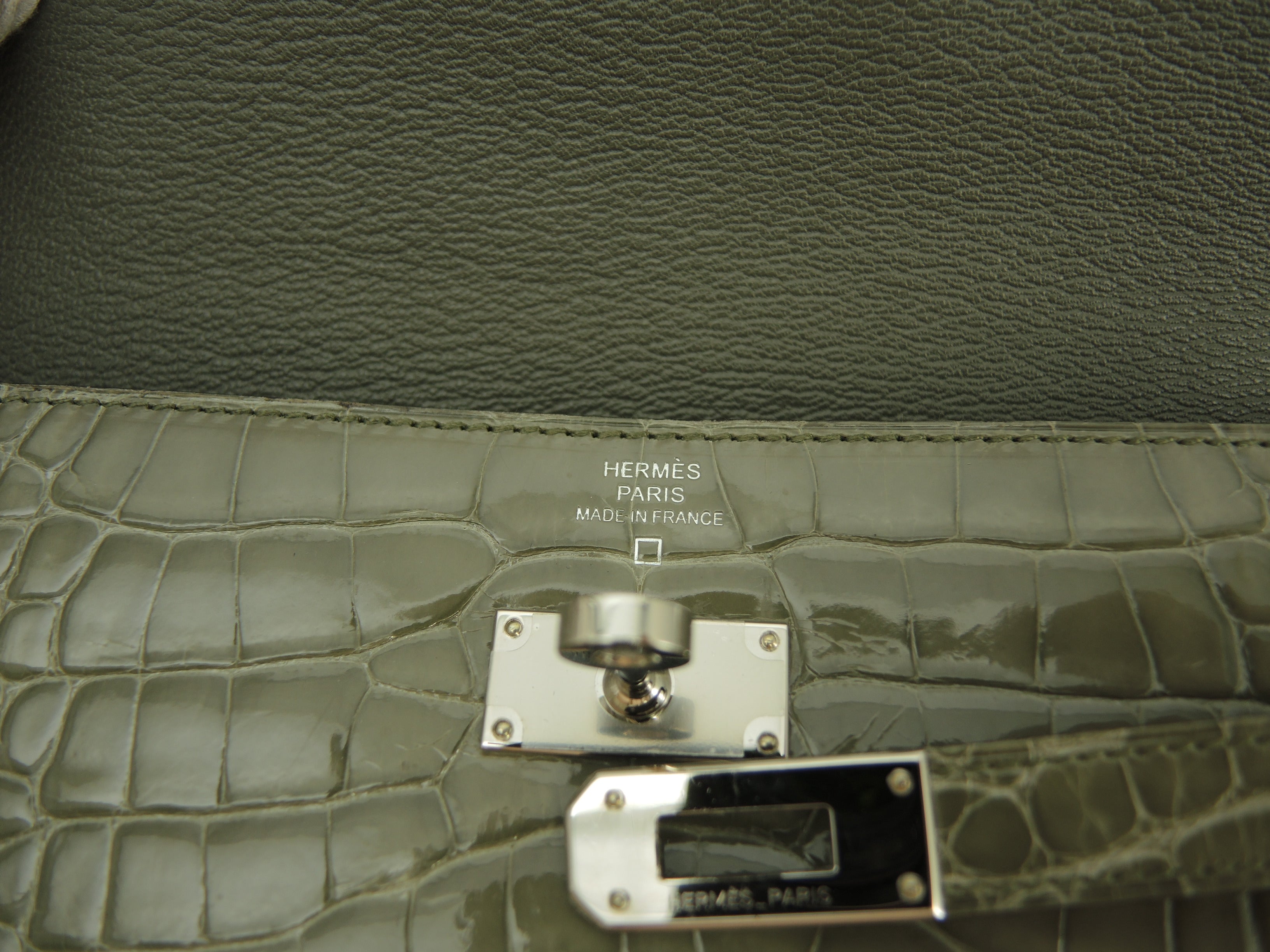 Hermès Kelly Portafoglio Lungo Alligatore Grigio Portafoglio Lungo Hardware Argento@T 2