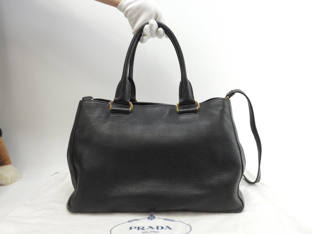 Prada borsa a mano con tracolla, pelle Taurillon nera, borsa tote interna, ottime condizioni @165