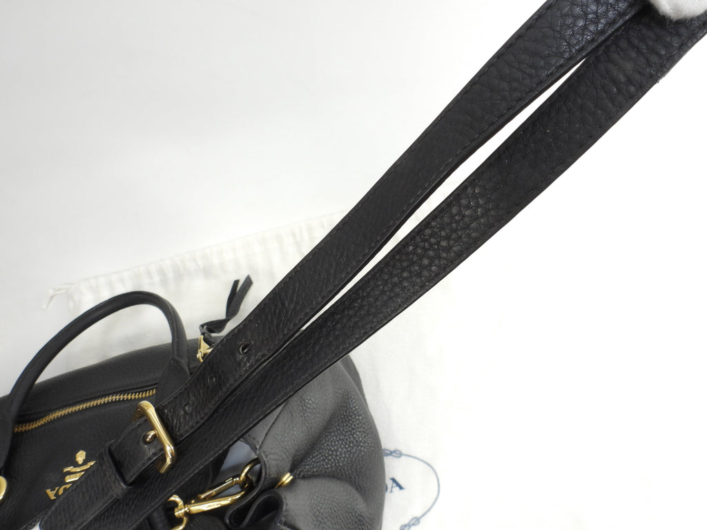 Prada borsa a mano con tracolla, pelle Taurillon nera, borsa tote interna, ottime condizioni @165