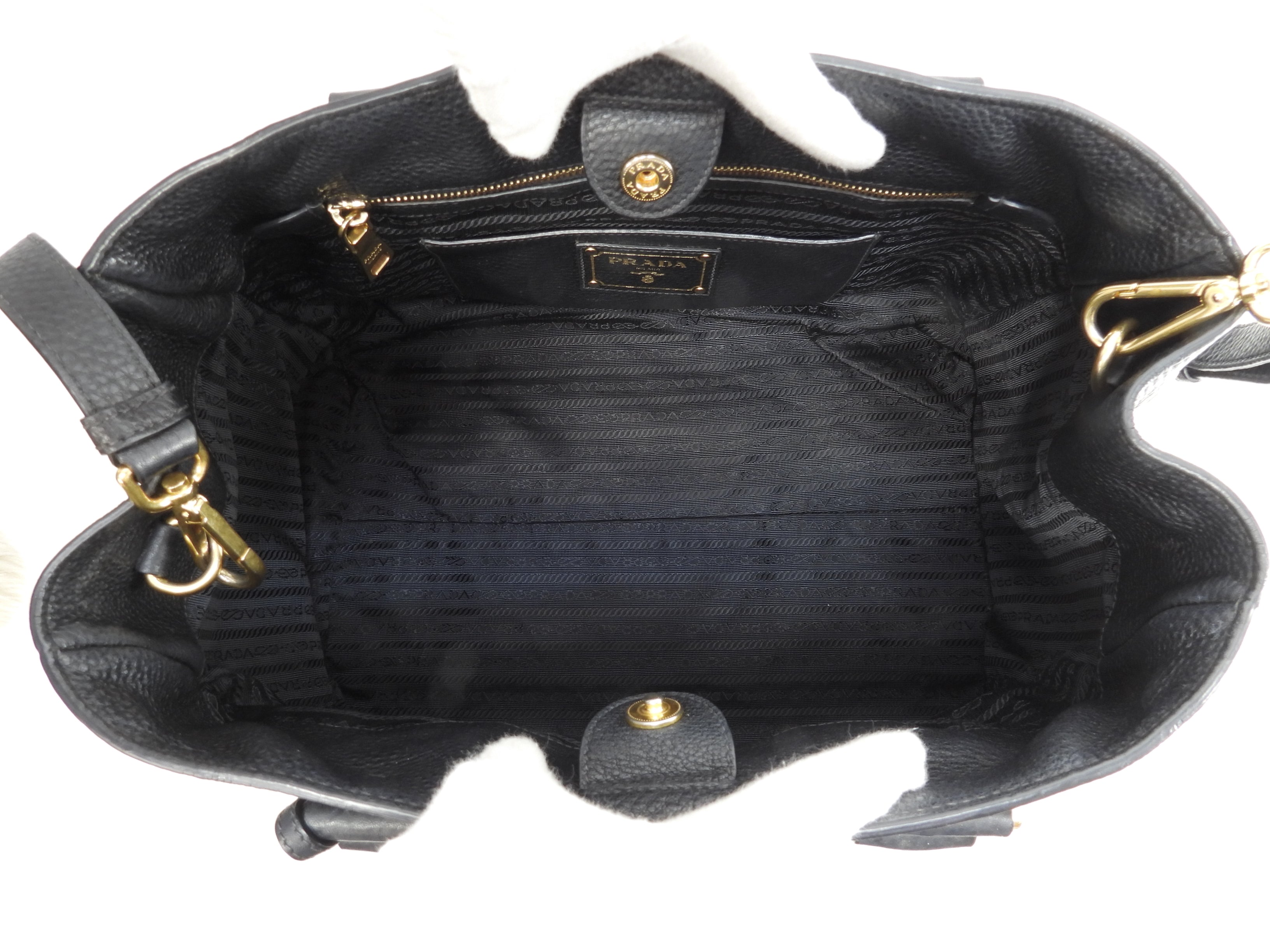 Prada borsa a mano con tracolla, pelle Taurillon nera, borsa tote interna, ottime condizioni @165