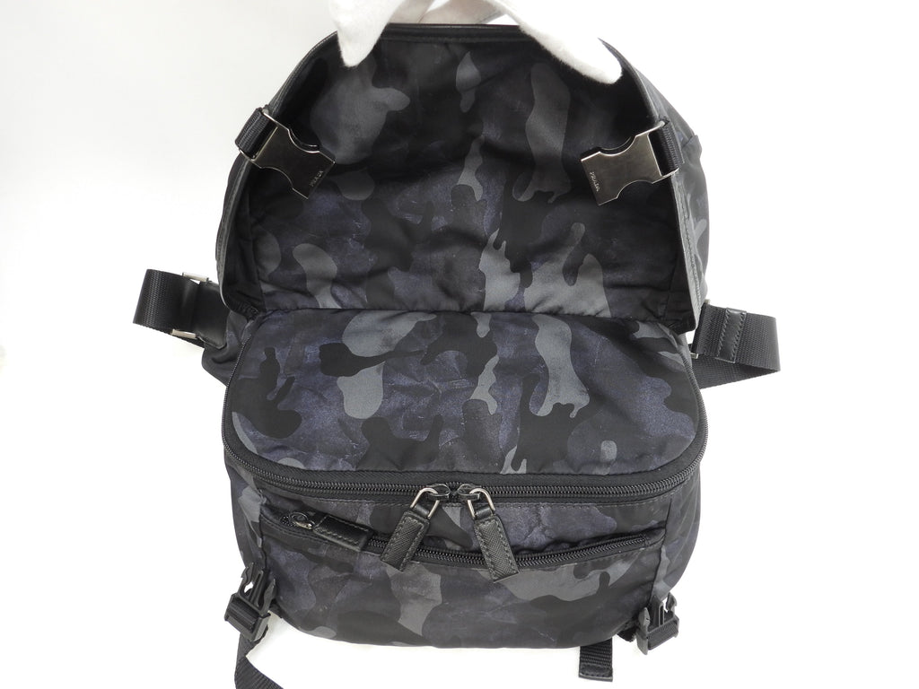 Prada Borsa a tracolla mimetica Tessuto nero/grigio/blu navy Borsa a tracolla/marsupio in condizioni eccellenti @58/C164
