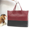 Celine Cabas Horizontal, borsa a spalla grande, tote, in pelle bordeaux e nera @F-UP-0132