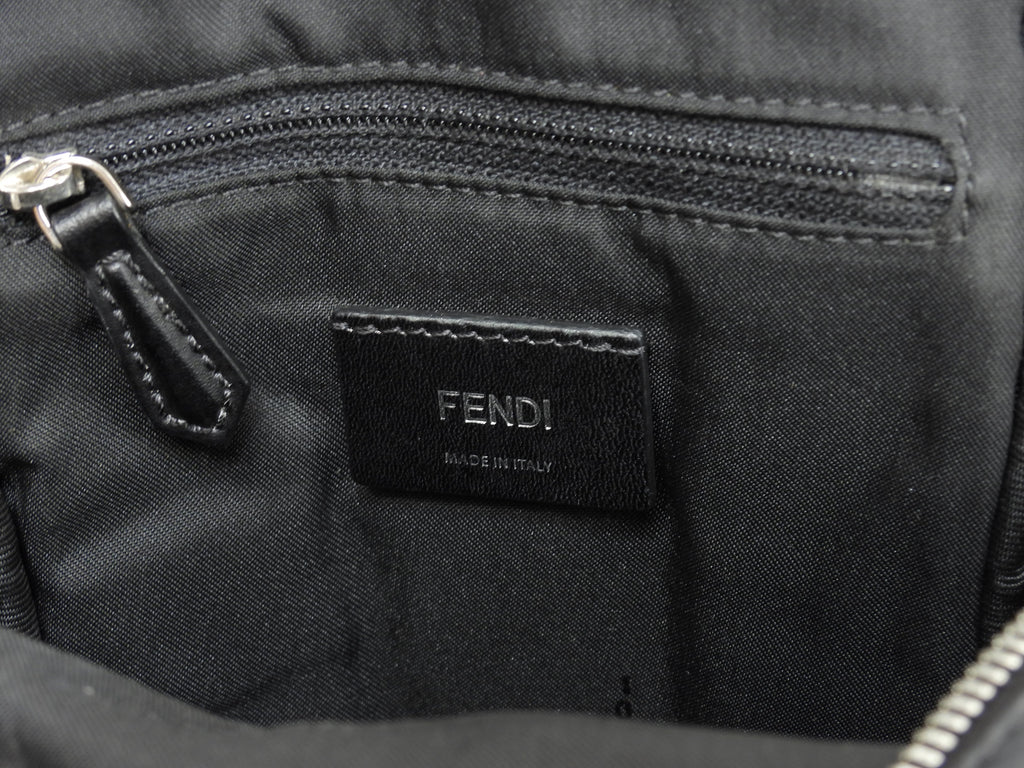 Fendi marsupio mostro in nylon e pelle nero, hardware color argento, ottime condizioni @ 64