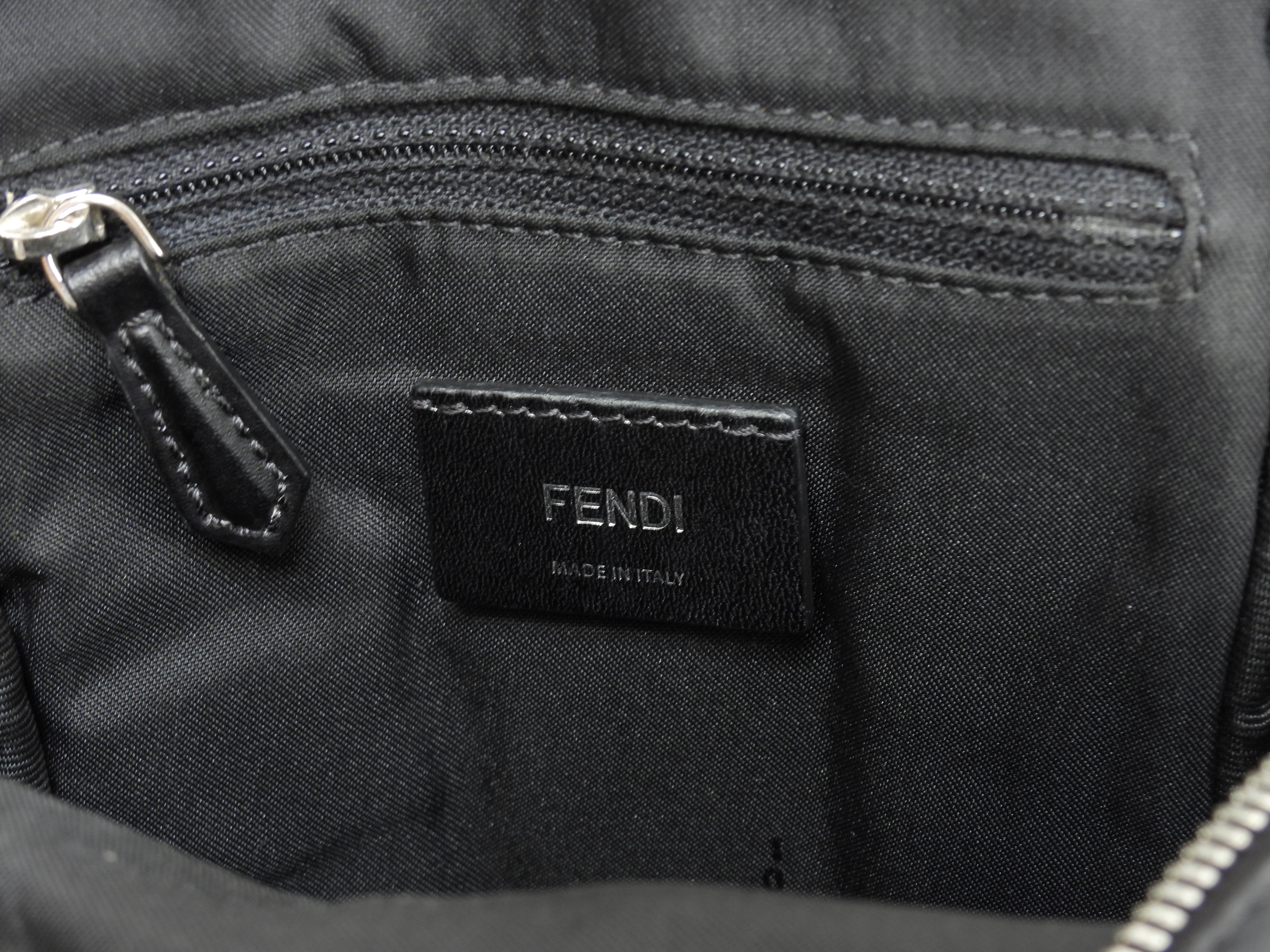 Fendi marsupio mostro in nylon e pelle nero, hardware color argento, ottime condizioni @ 64