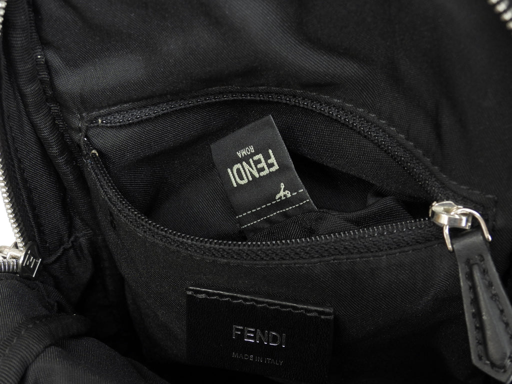Fendi marsupio mostro in nylon e pelle nero, hardware color argento, ottime condizioni @ 64