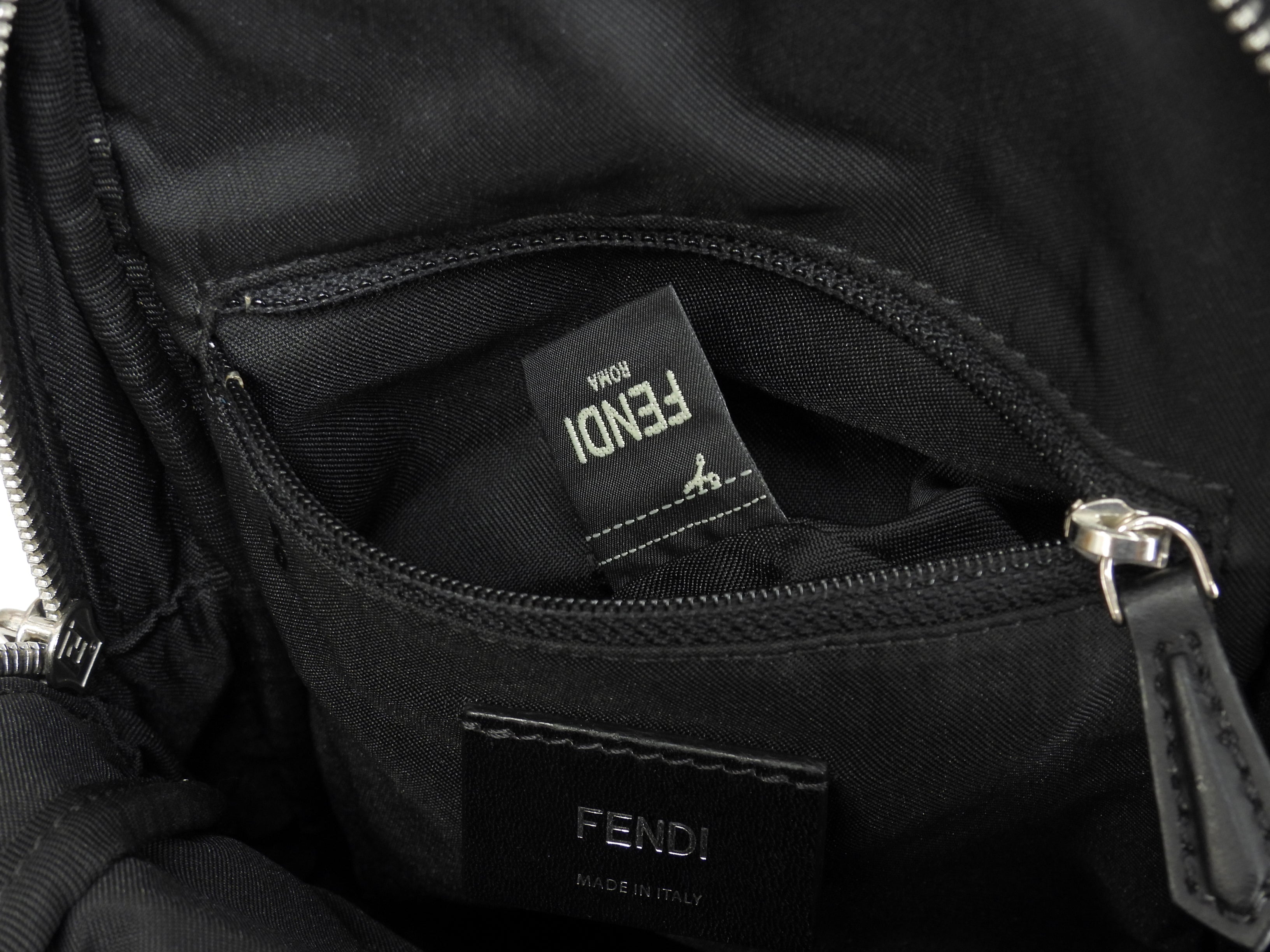 Fendi marsupio mostro in nylon e pelle nero, hardware color argento, ottime condizioni @ 64