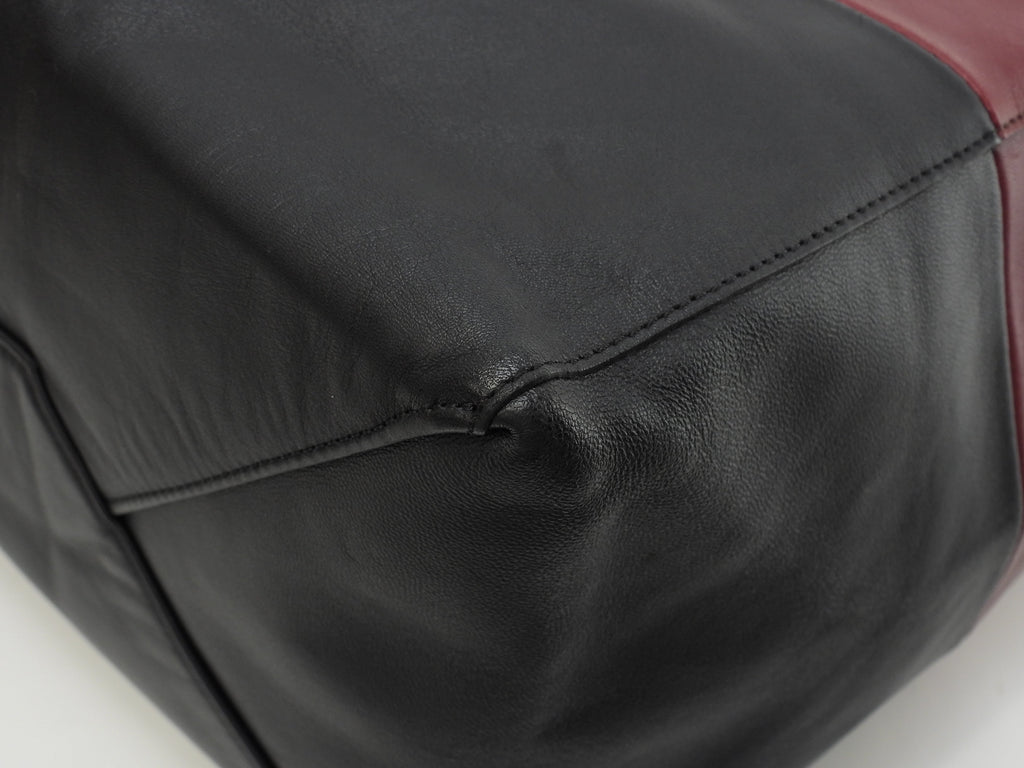 Celine Cabas Horizontal, borsa a spalla grande, tote, in pelle bordeaux e nera @F-UP-0132